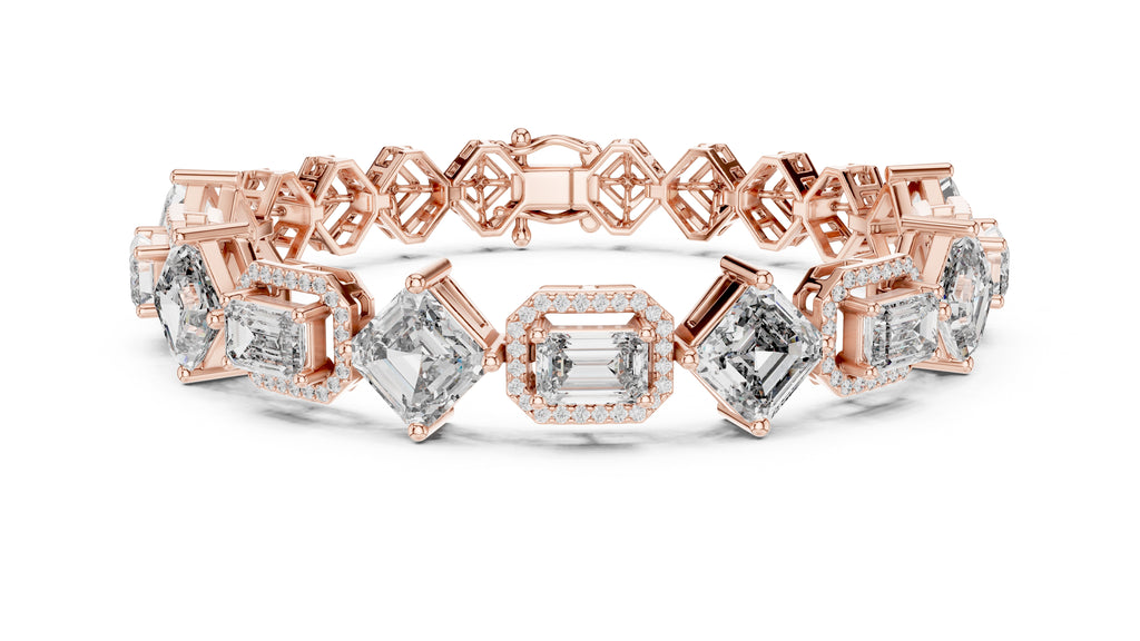 The Duet Step-Cut Link Bracelet Rose Gold