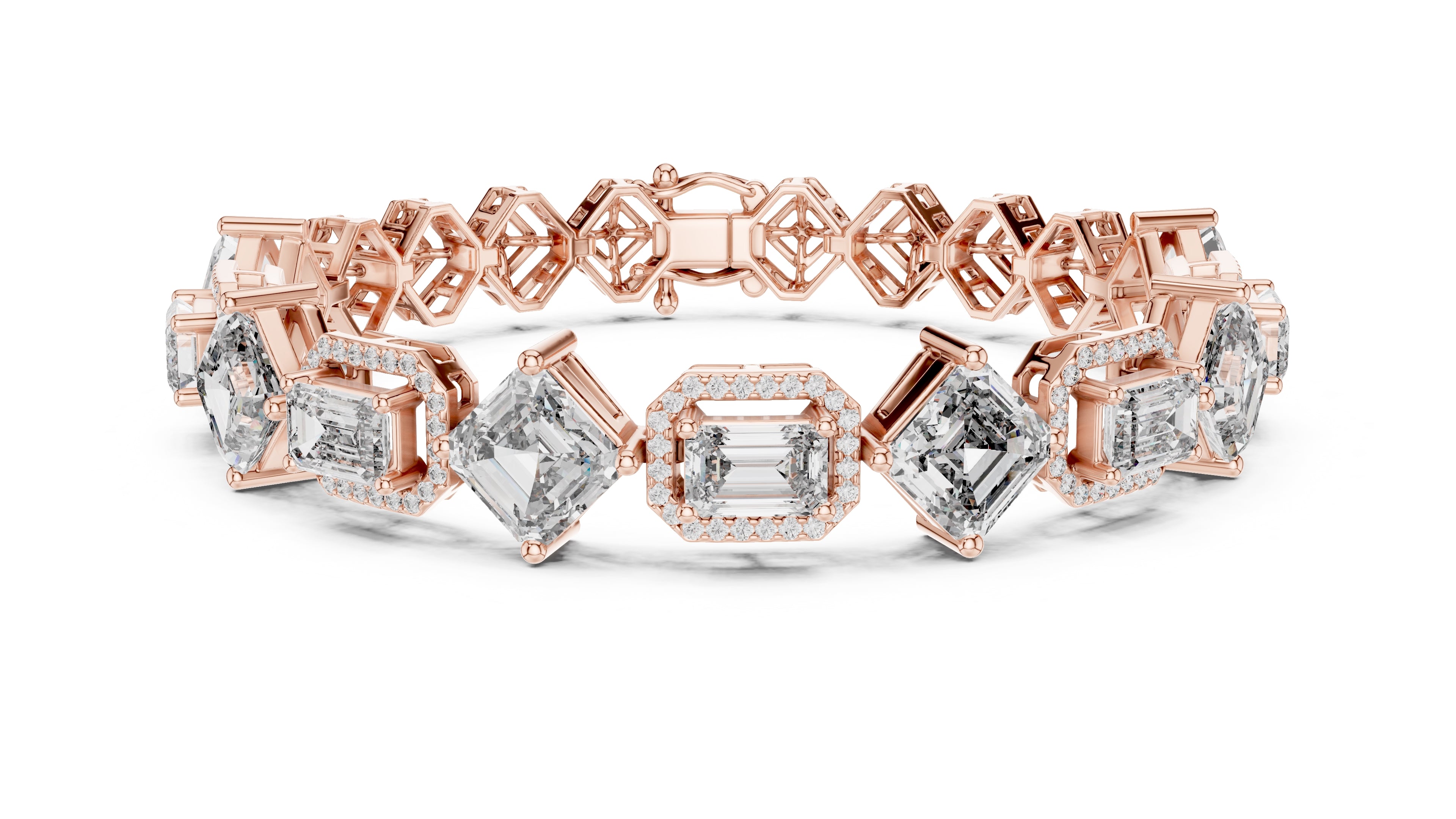 The Duet Step-Cut Link Bracelet Rose Gold