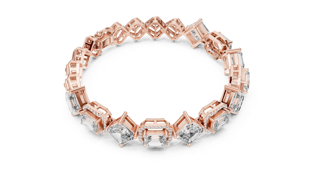 The Duet Step-Cut Link Bracelet Rose Gold
