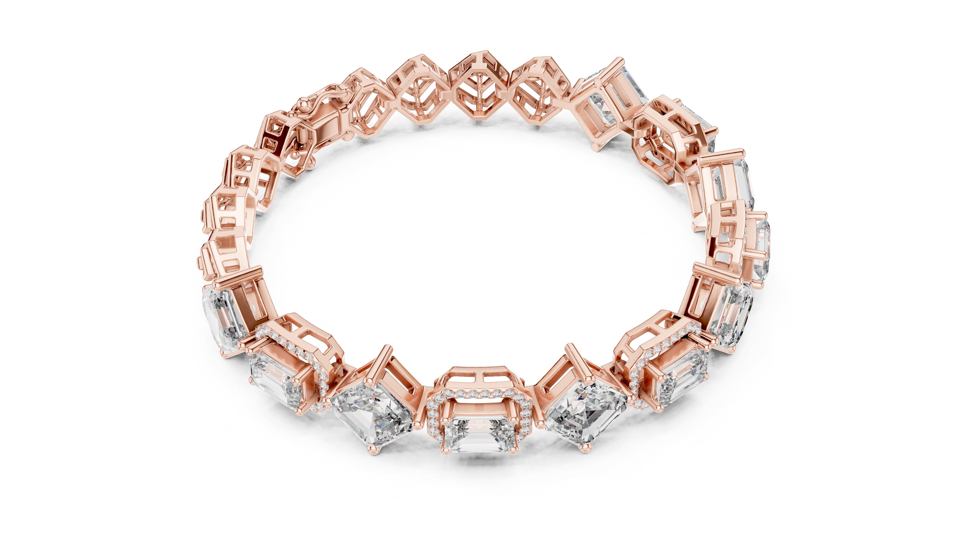 The Duet Step-Cut Link Bracelet Rose Gold