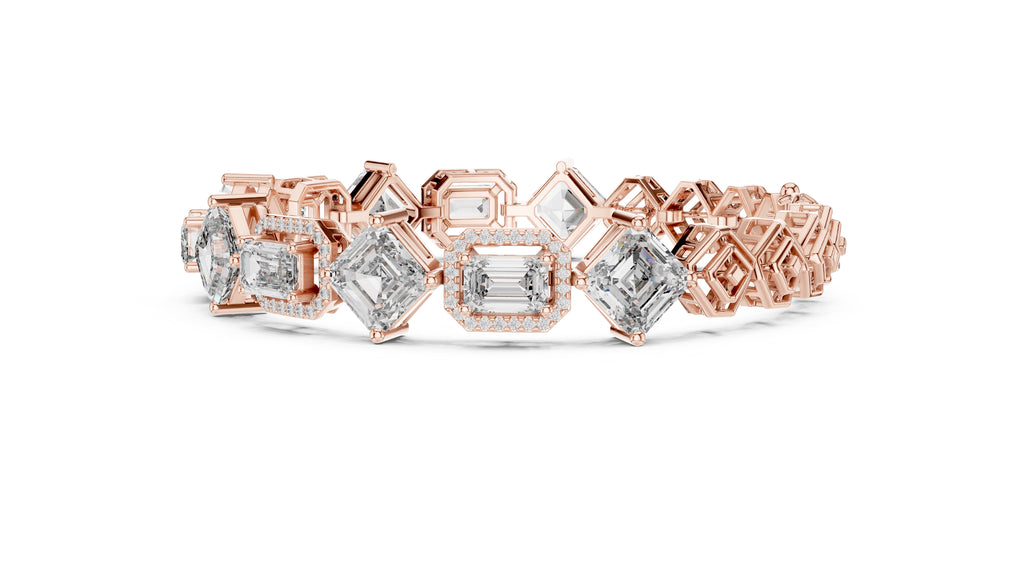 The Duet Step-Cut Link Bracelet Rose Gold