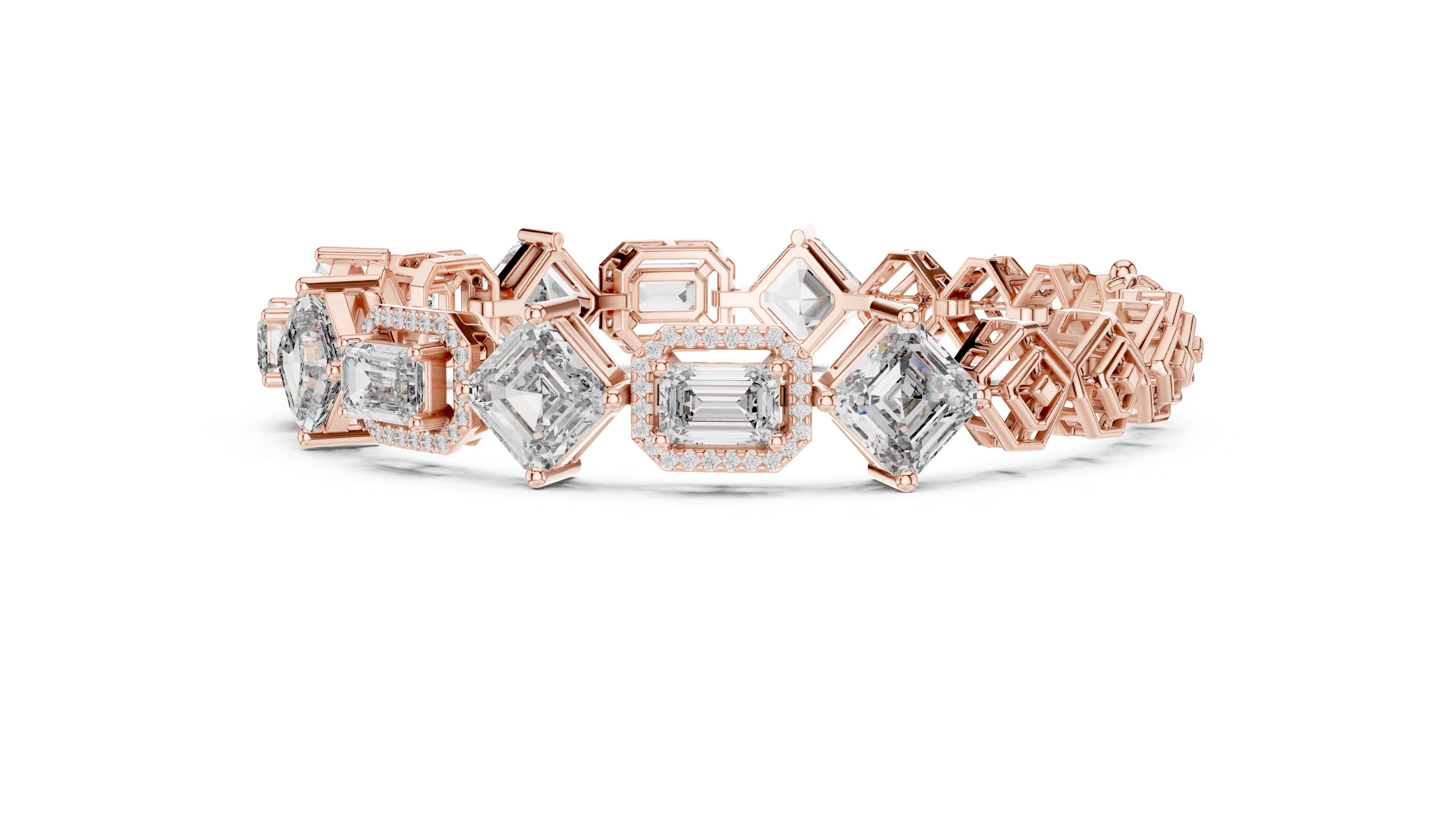 The Duet Step-Cut Link Bracelet Rose Gold