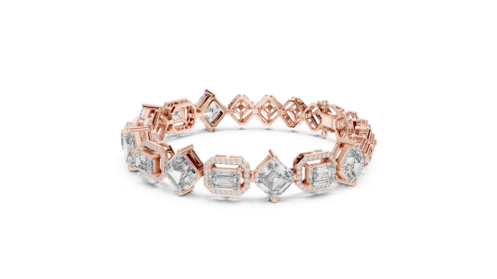 The Duet Step-Cut Link Bracelet Rose Gold