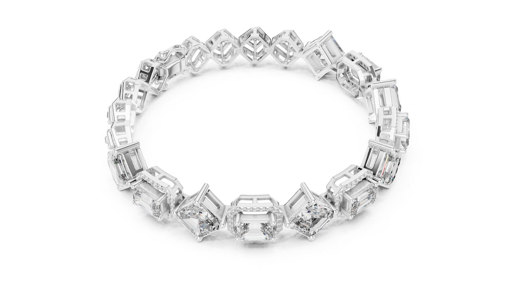 The Duet Step-Cut Link Bracelet White Gold