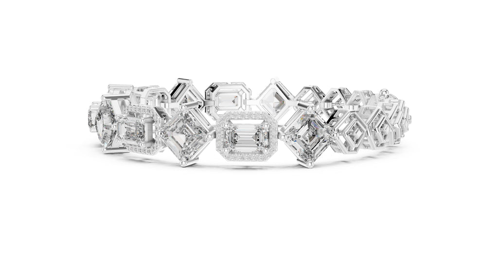 The Duet Step-Cut Link Bracelet White Gold