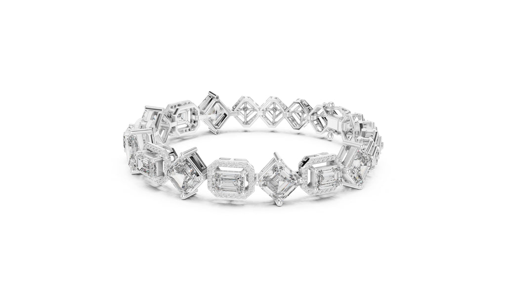 The Duet Step-Cut Link Bracelet White Gold