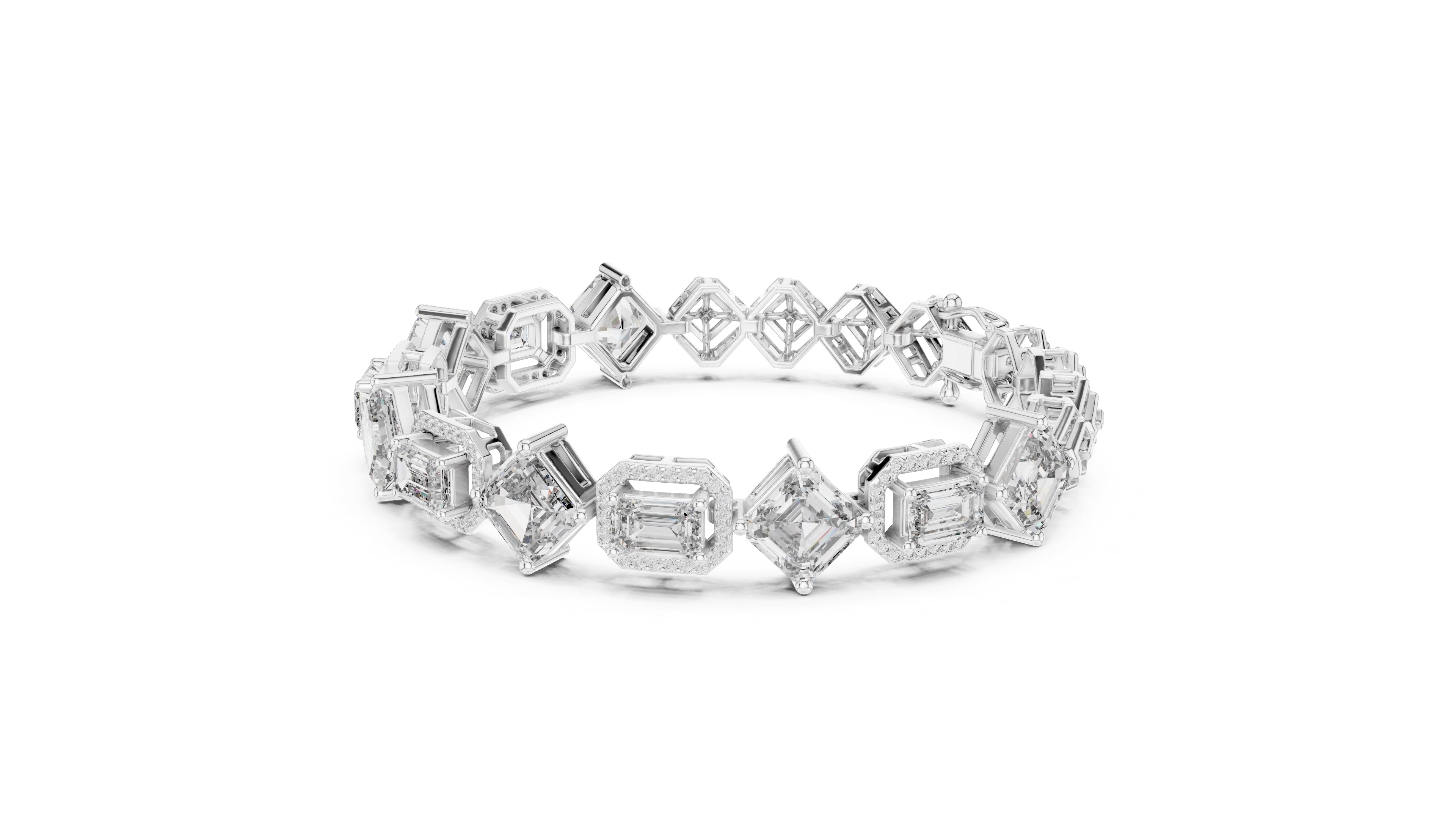 The Duet Step-Cut Link Bracelet White Gold