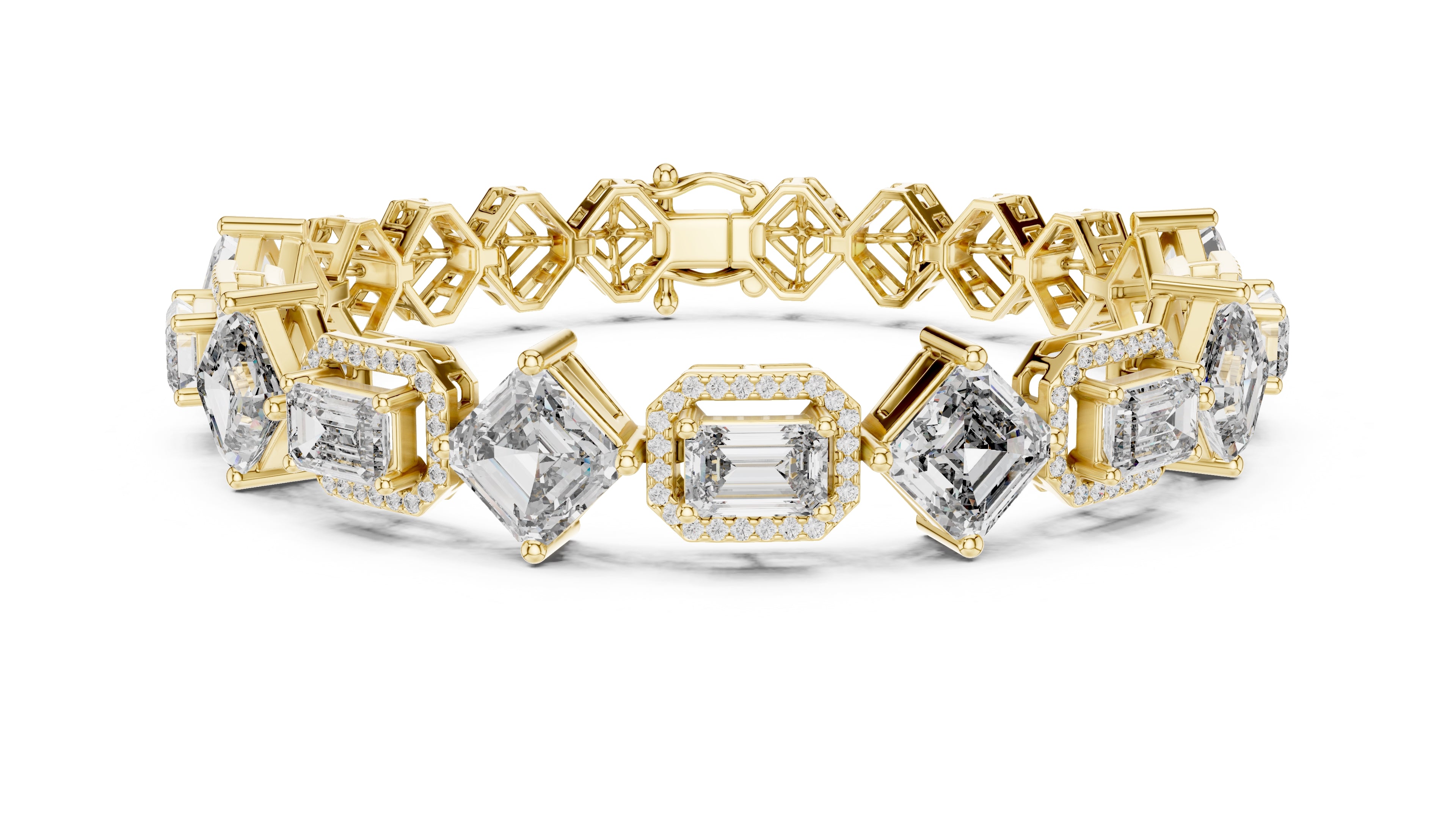 The Duet Step-Cut Link Bracelet Yellow Gold