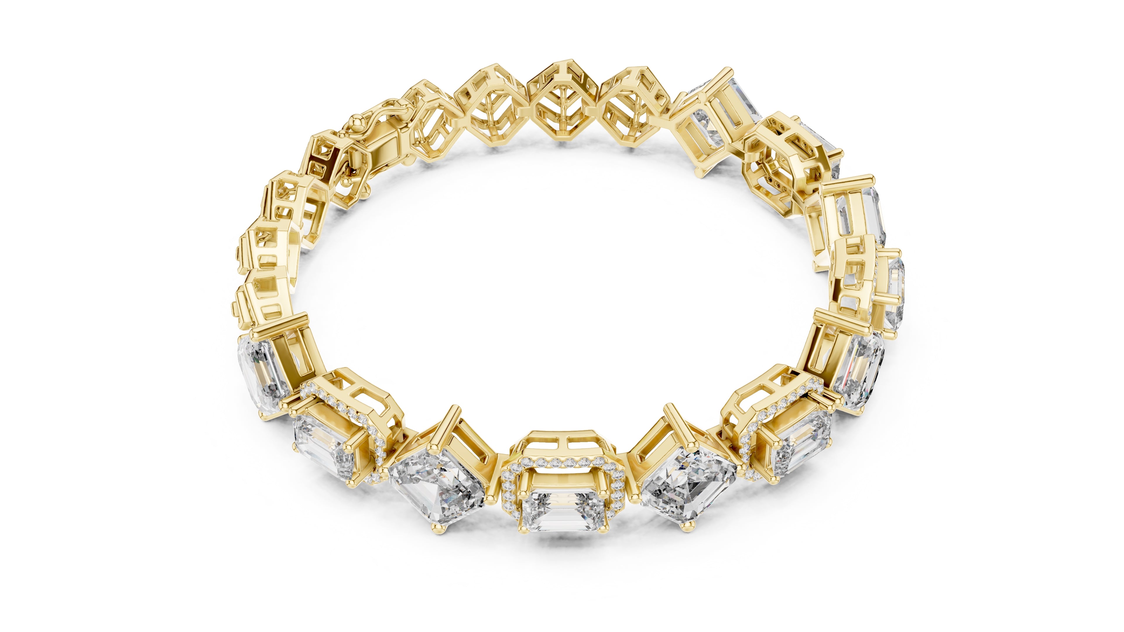 The Duet Step-Cut Link Bracelet Yellow Gold