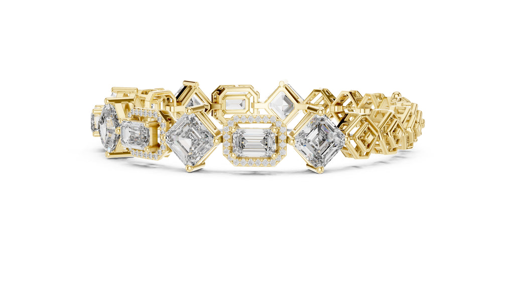 The Duet Step-Cut Link Bracelet Yellow Gold