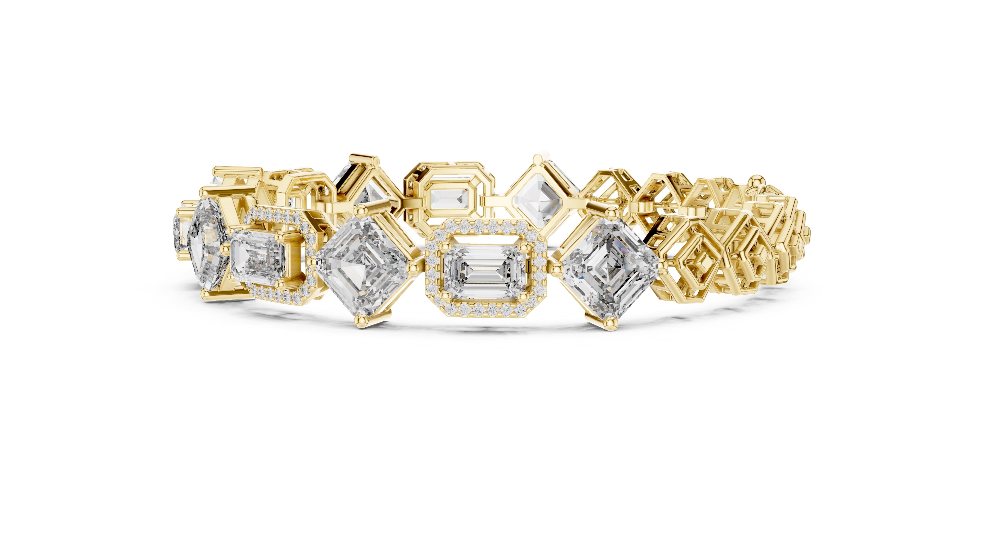 The Duet Step-Cut Link Bracelet Yellow Gold