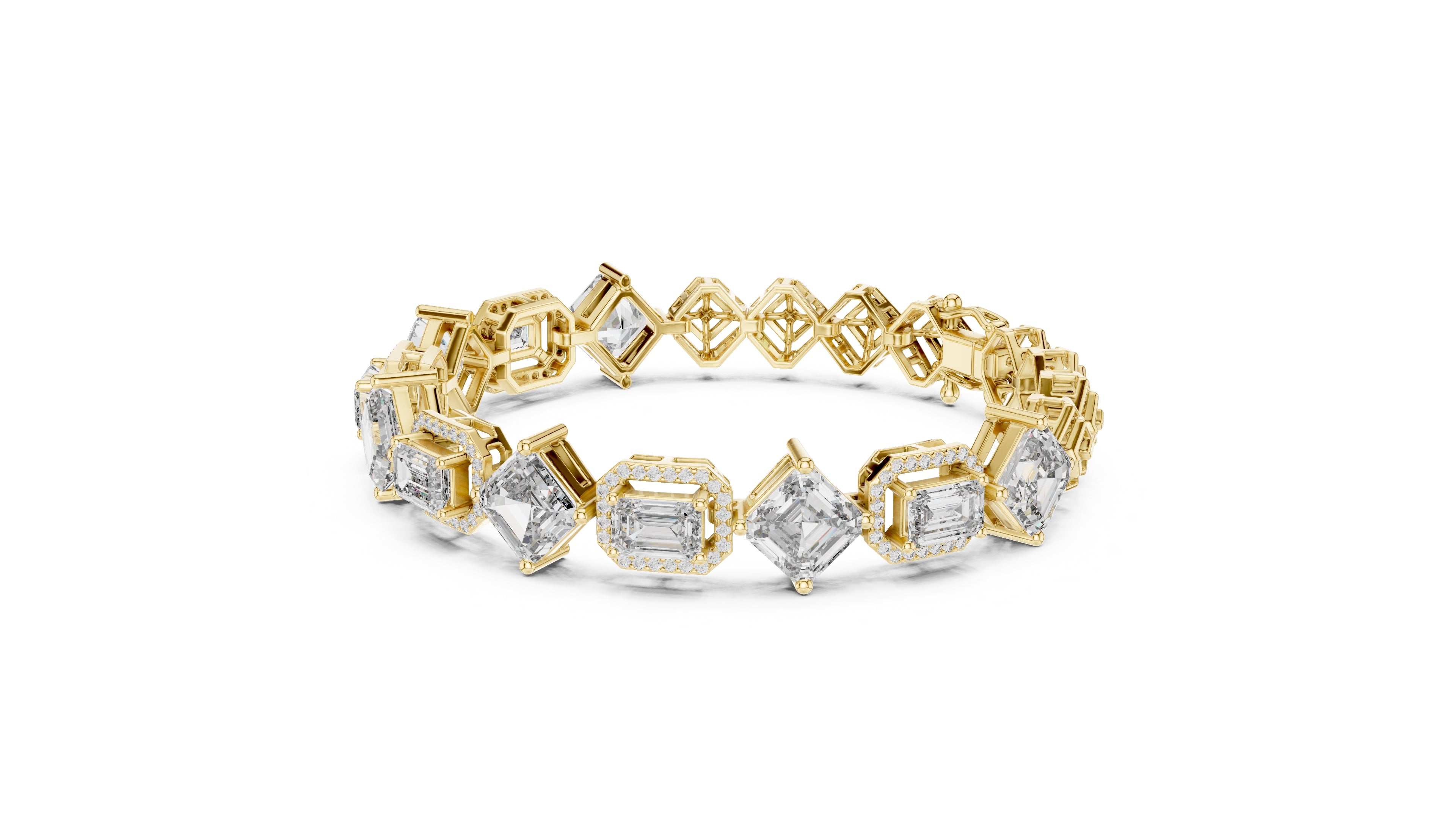 The Duet Step-Cut Link Bracelet Yellow Gold