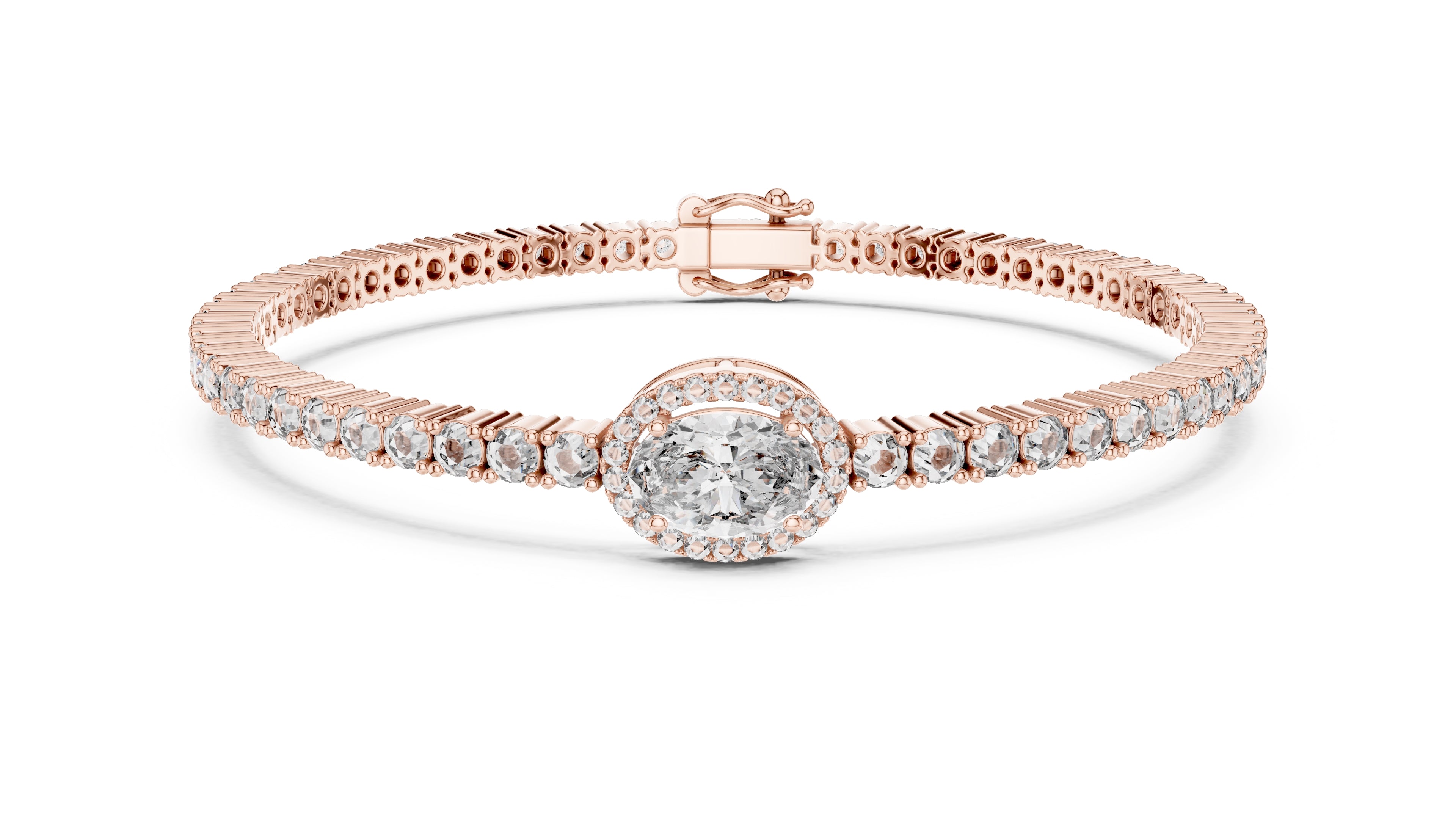 The Starburst Oval Tennis Band 1ct Rose Gold