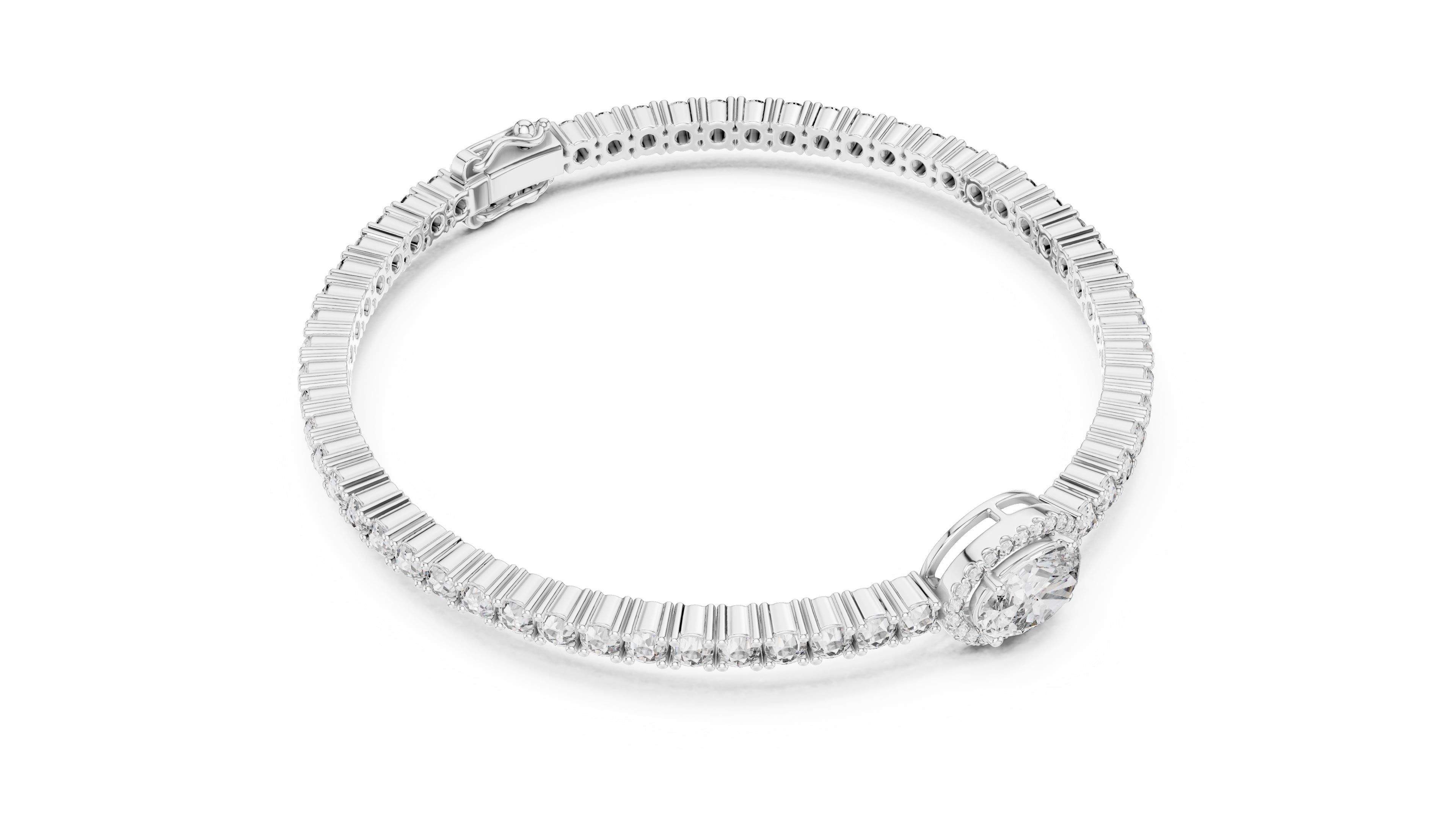 The Starburst Oval Tennis Band 1ct White Gold