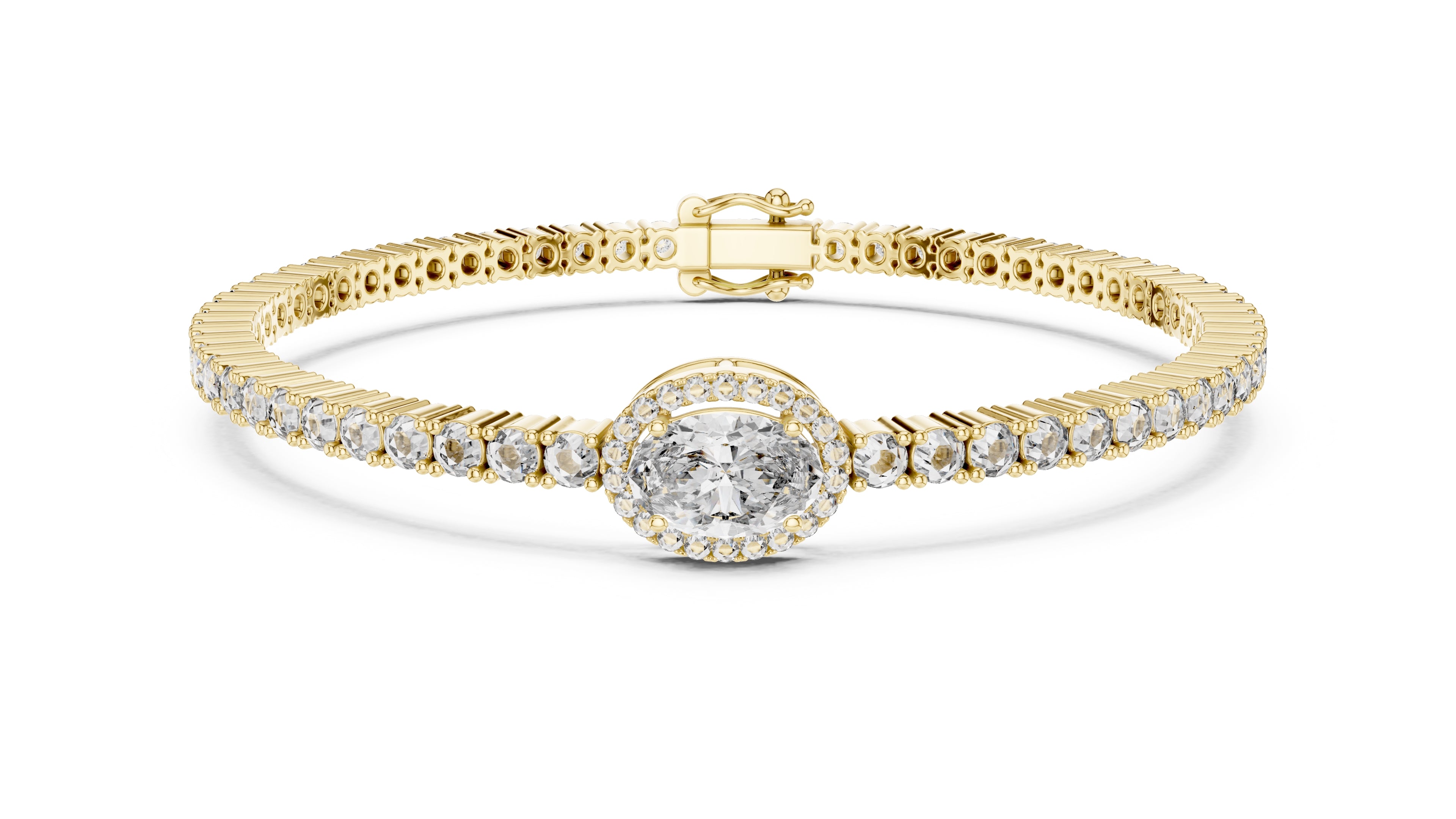 The Starburst Oval Tennis Band 1ct Yellow Gold