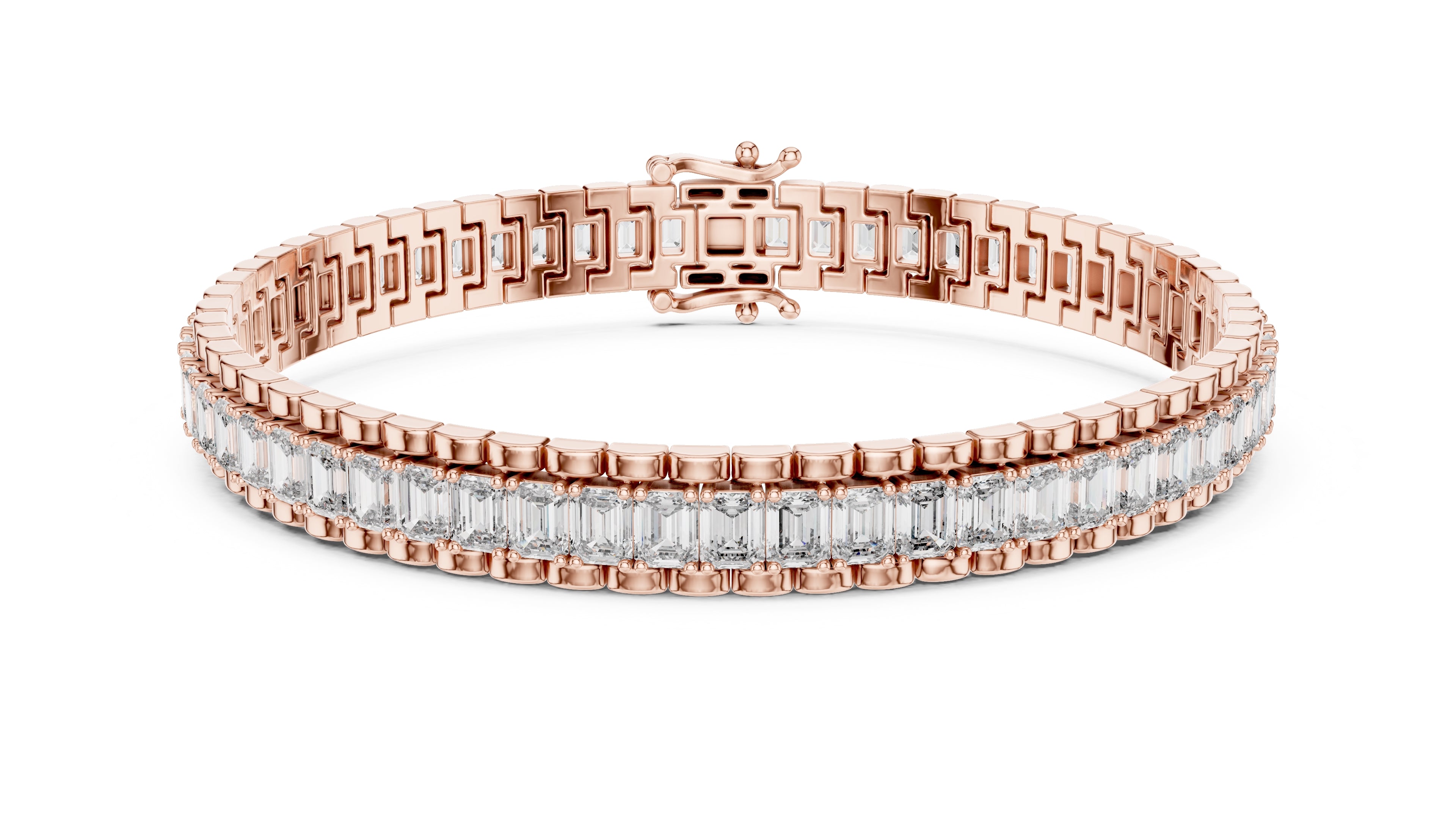 The Horizon Step-Cut Line Bracelet Rose Gold