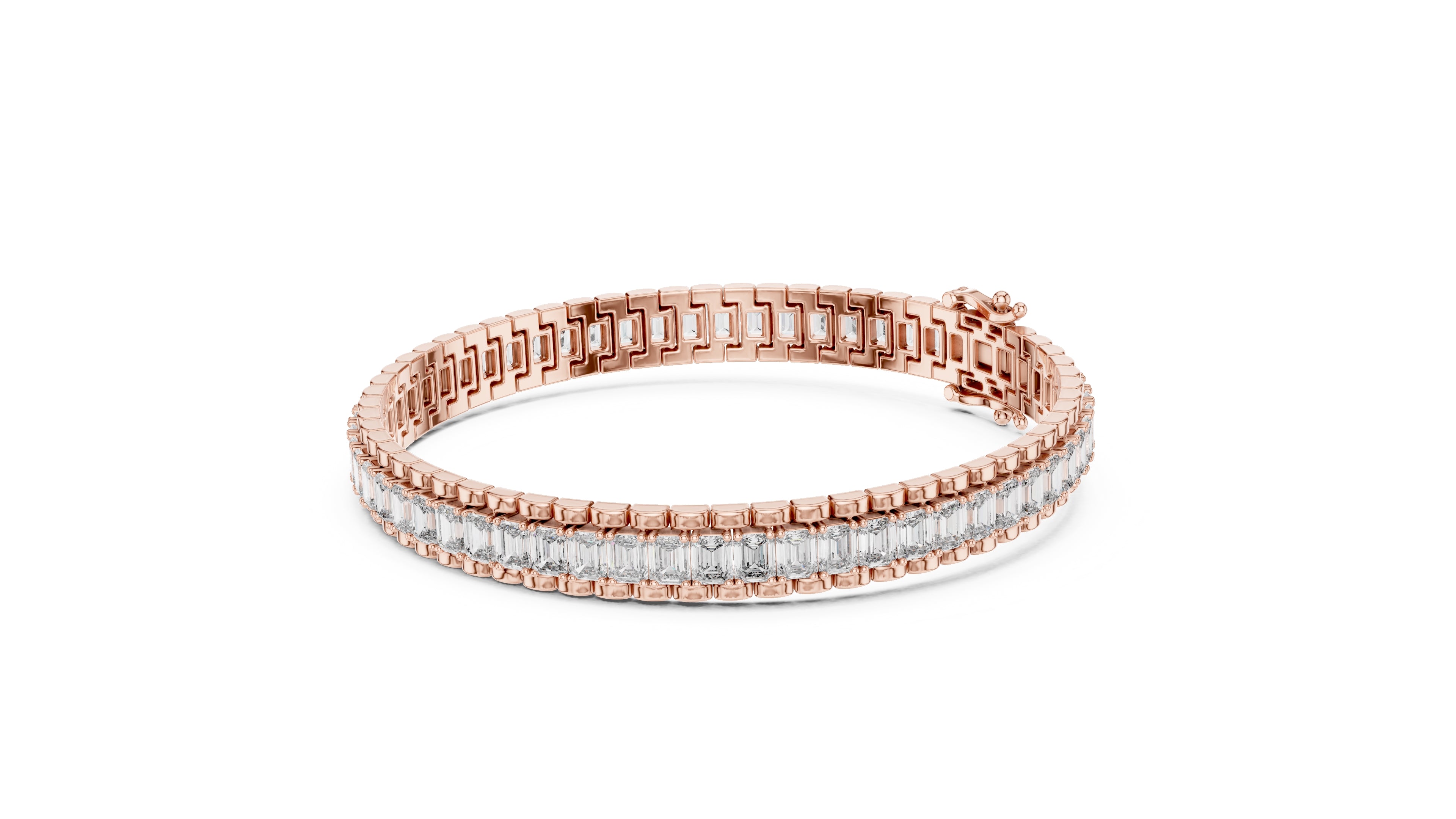 The Horizon Step-Cut Line Bracelet Rose Gold