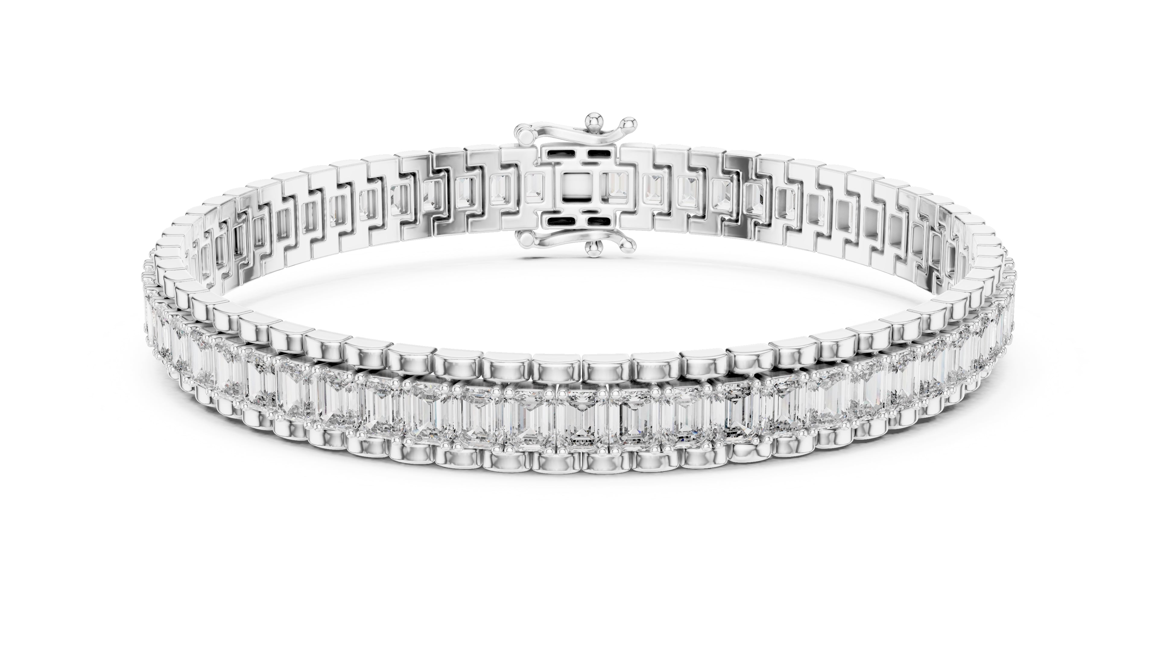 The Horizon Step-Cut Line Bracelet White Gold