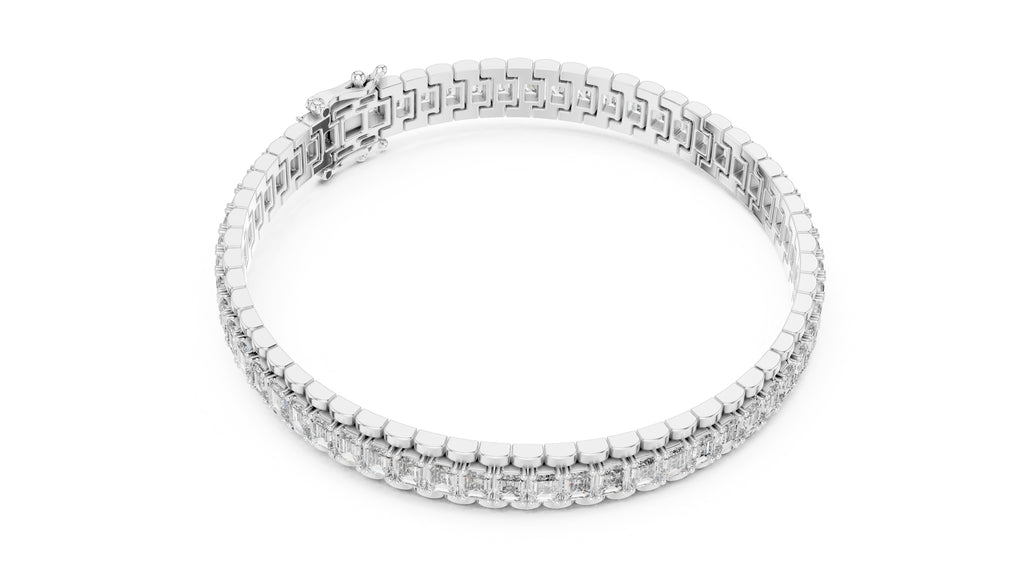 The Horizon Step-Cut Line Bracelet White Gold