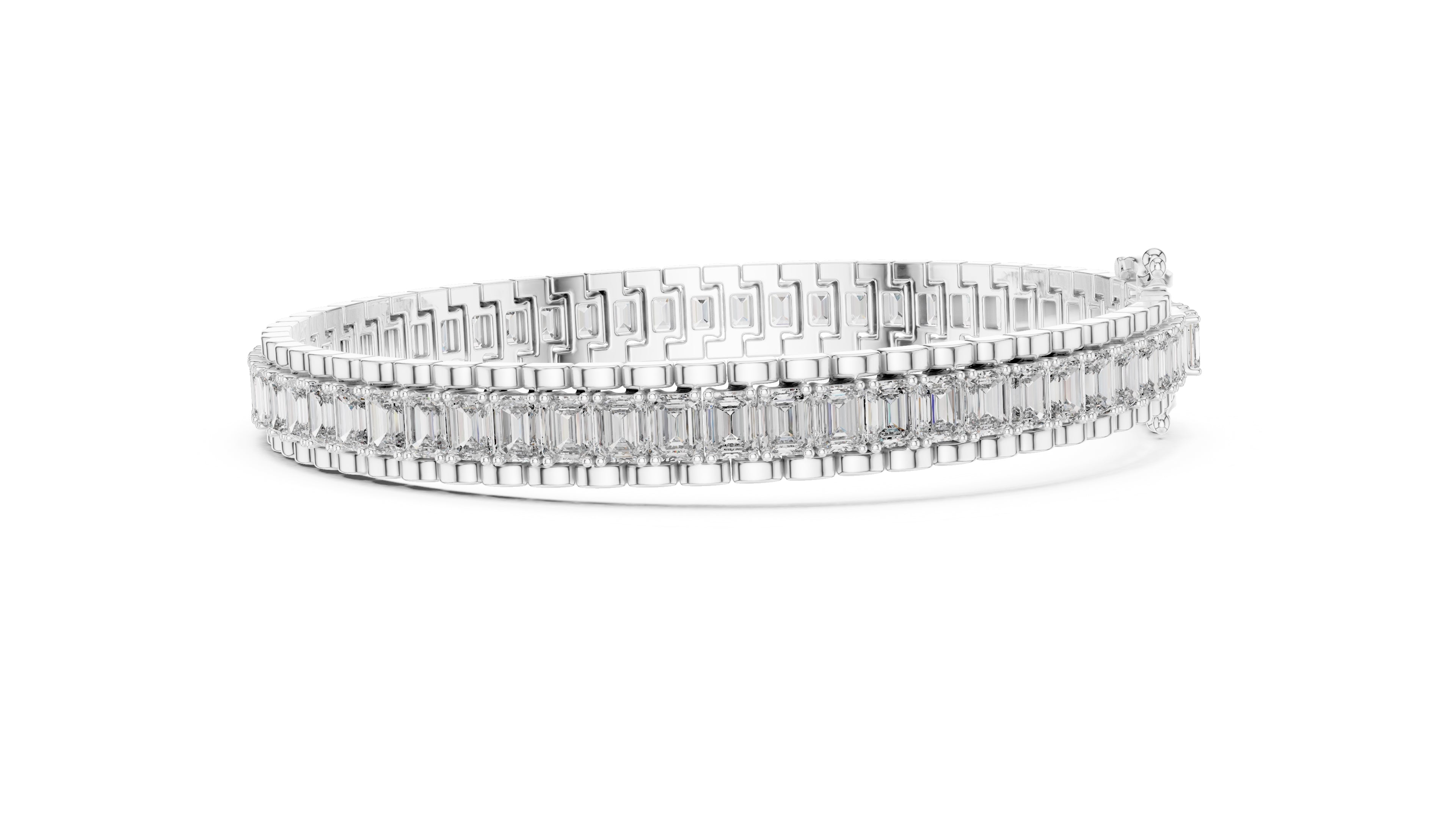 The Horizon Step-Cut Line Bracelet White Gold