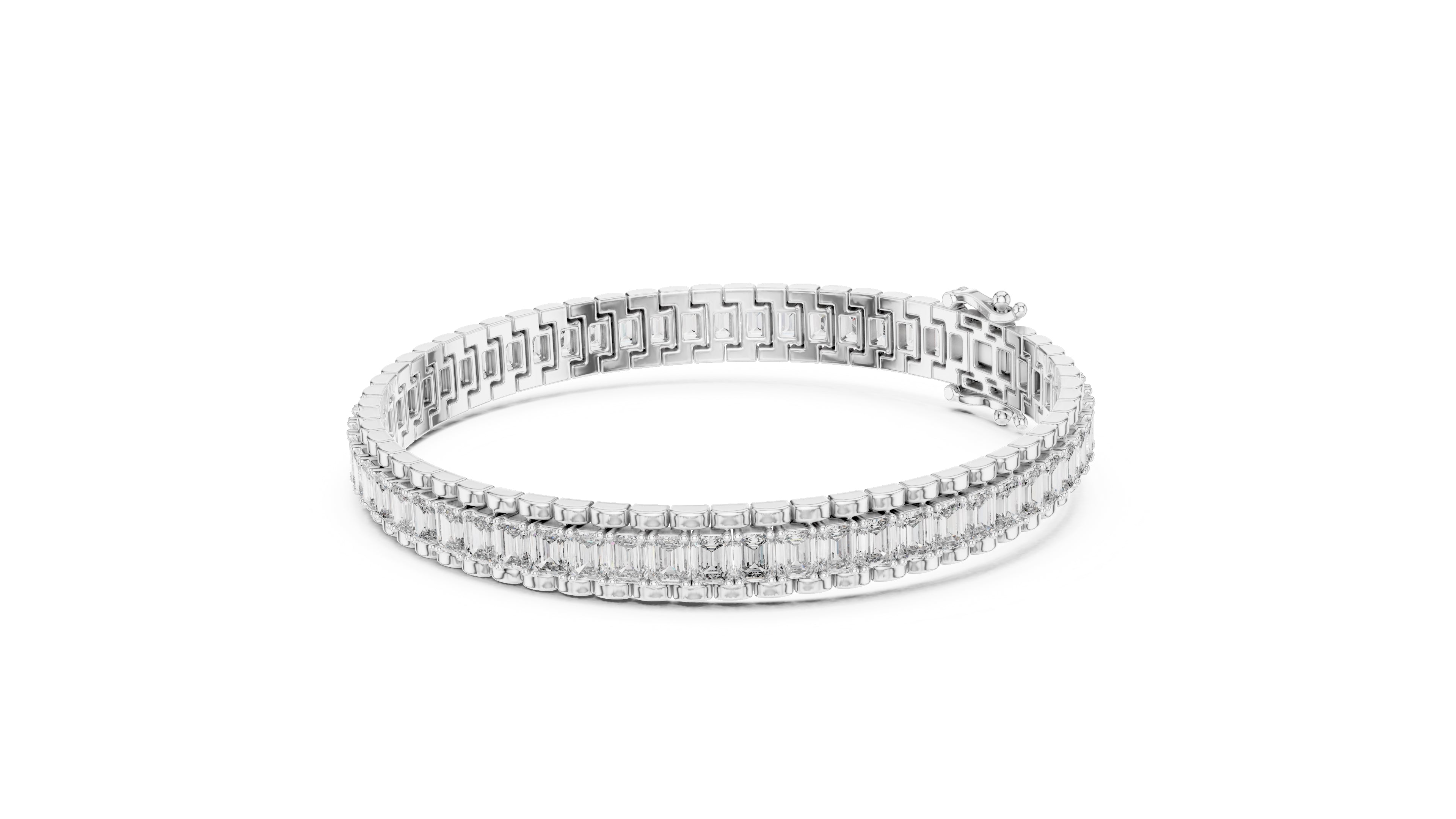 The Horizon Step-Cut Line Bracelet White Gold