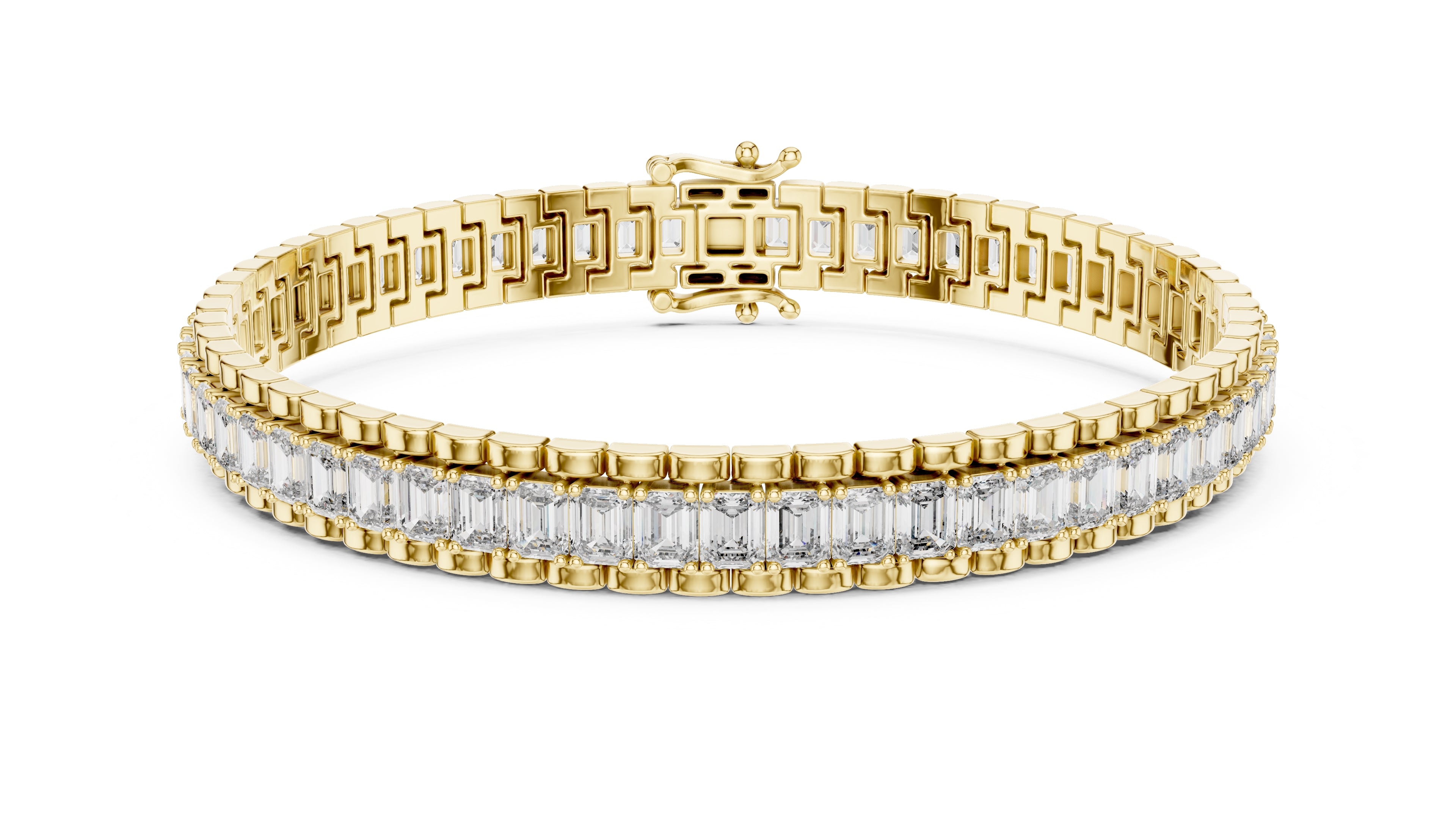 The Horizon Step-Cut Line Bracelet Yellow Gold