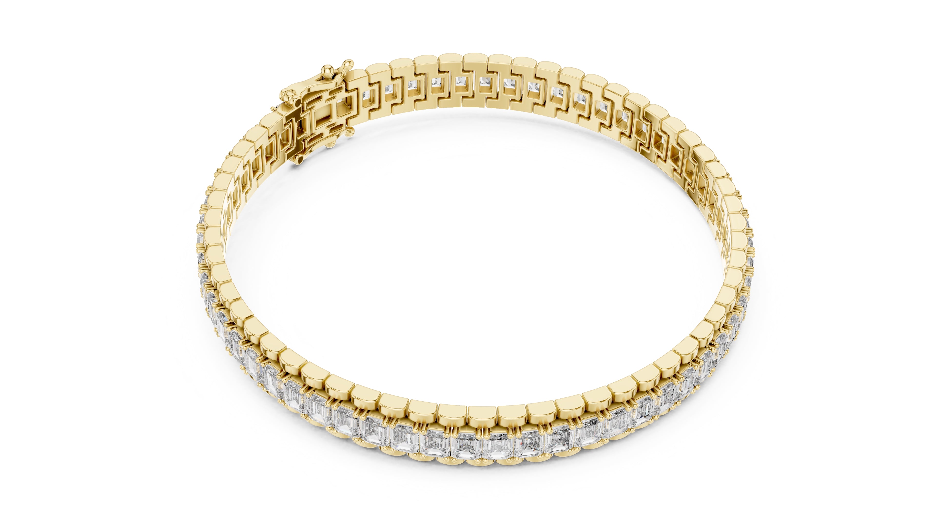 The Horizon Step-Cut Line Bracelet Yellow Gold