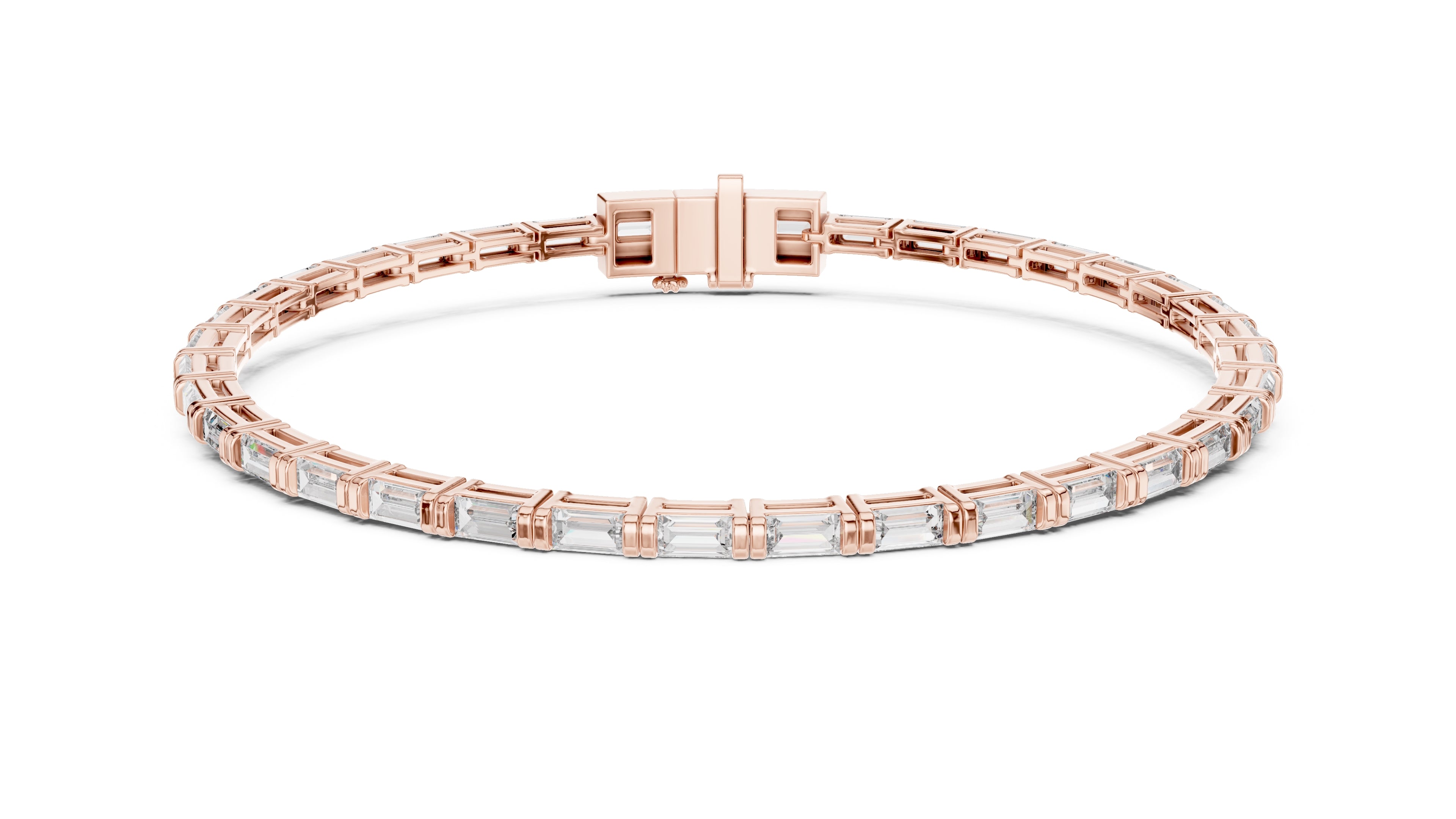 The Linear Baguette Tennis Bracelet Rose Gold