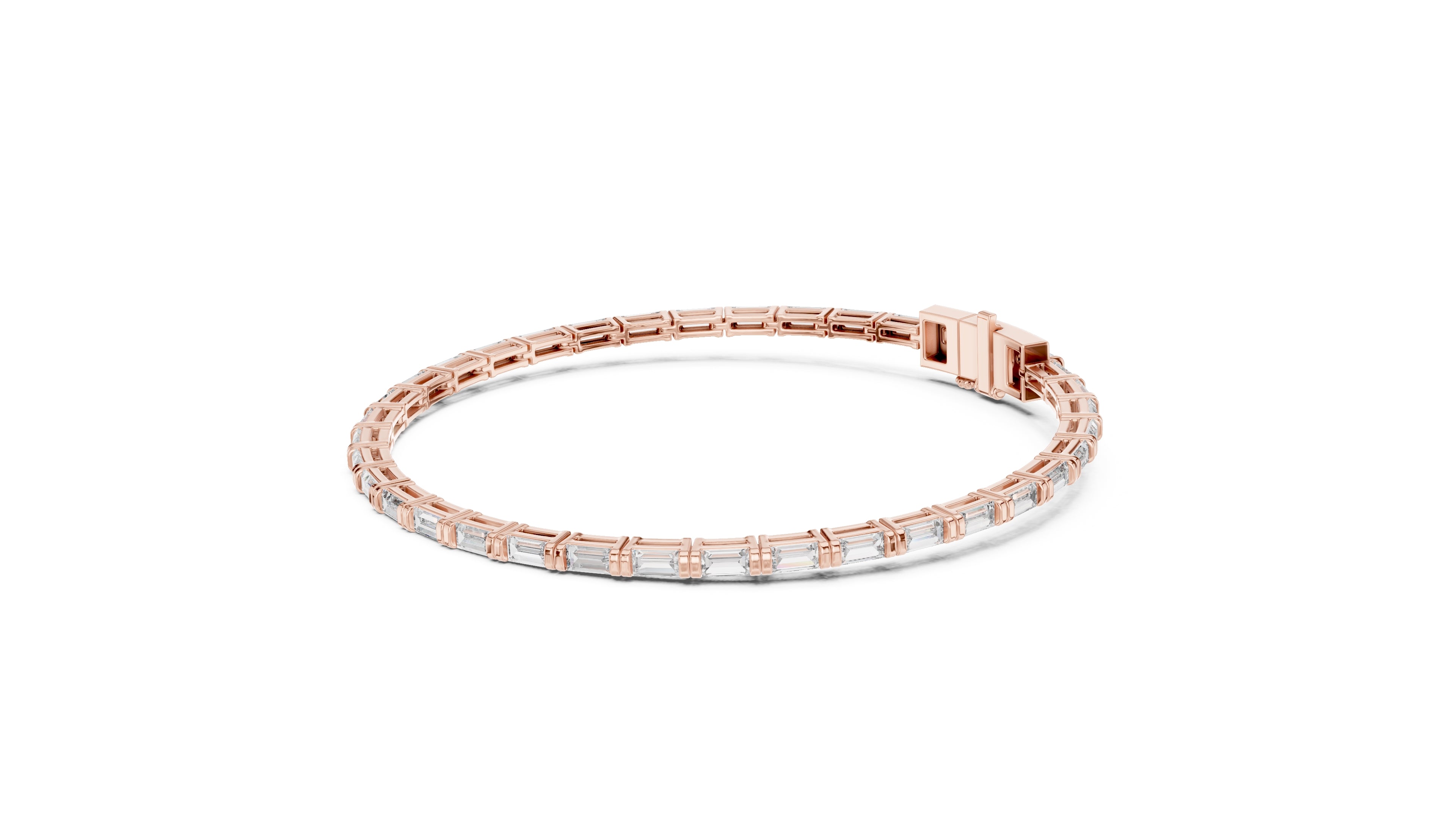 The Linear Baguette Tennis Bracelet Rose Gold