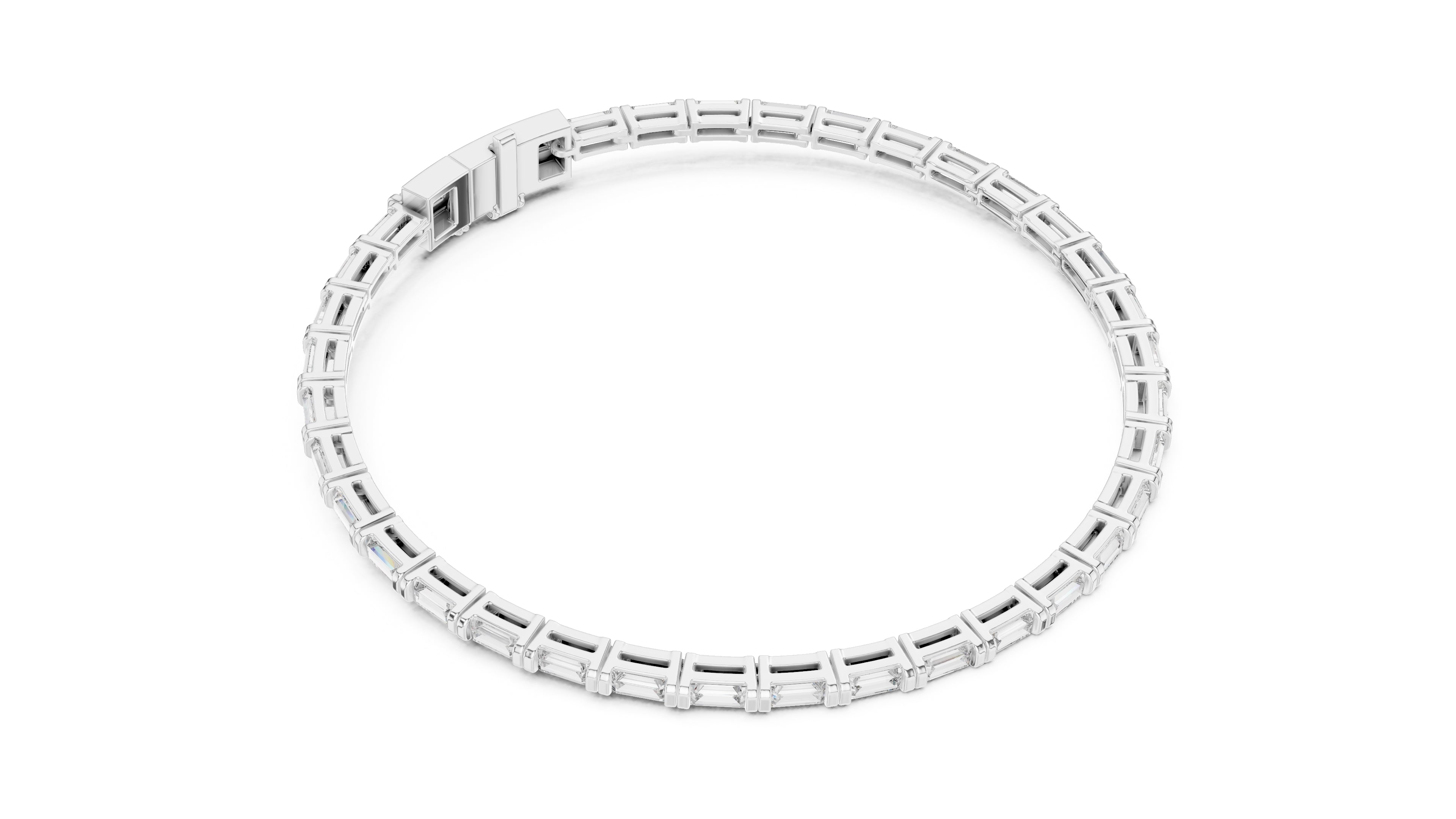 The Linear Baguette Tennis Bracelet White Gold