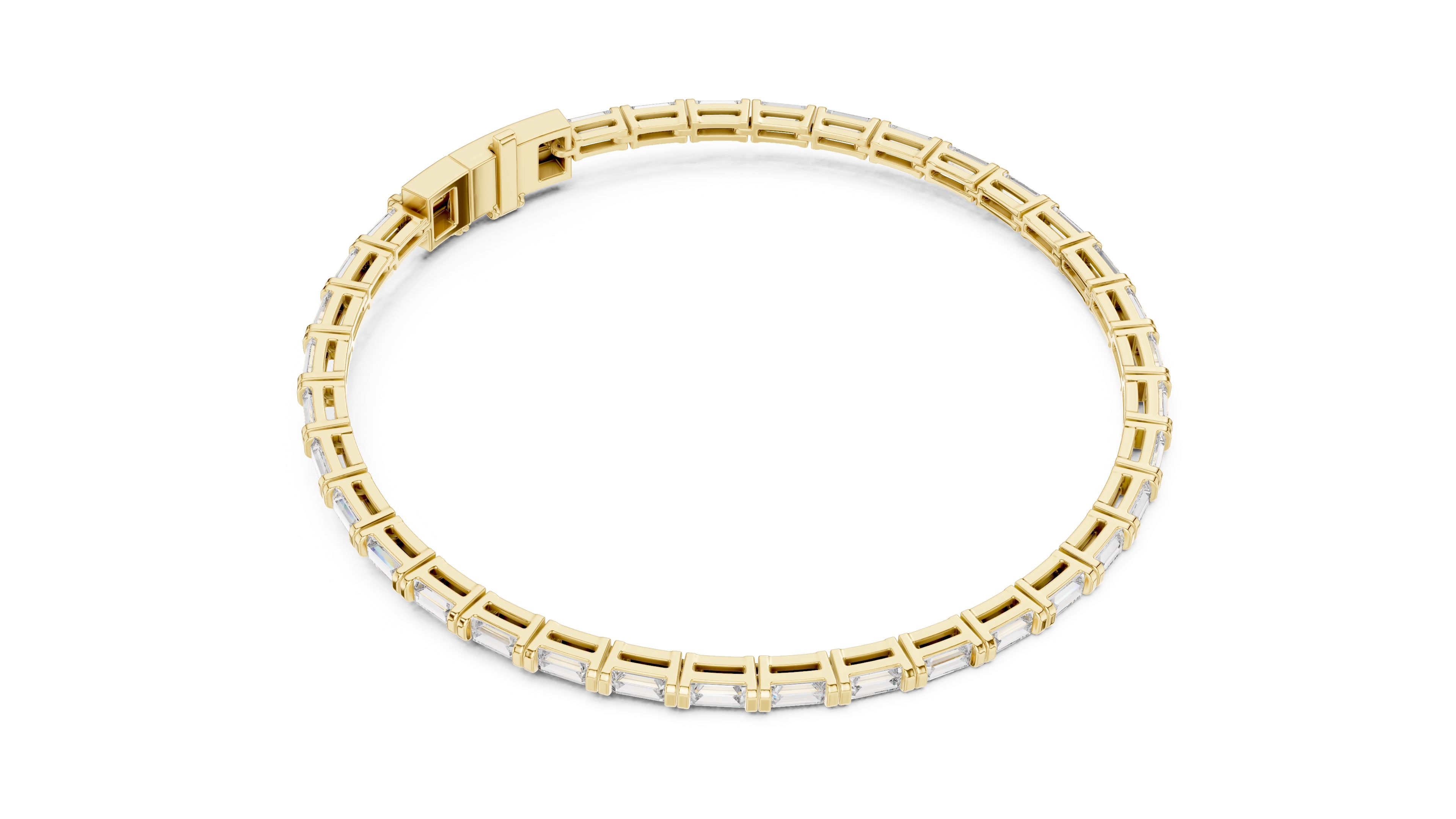 The Linear Baguette Tennis Bracelet Yellow Gold