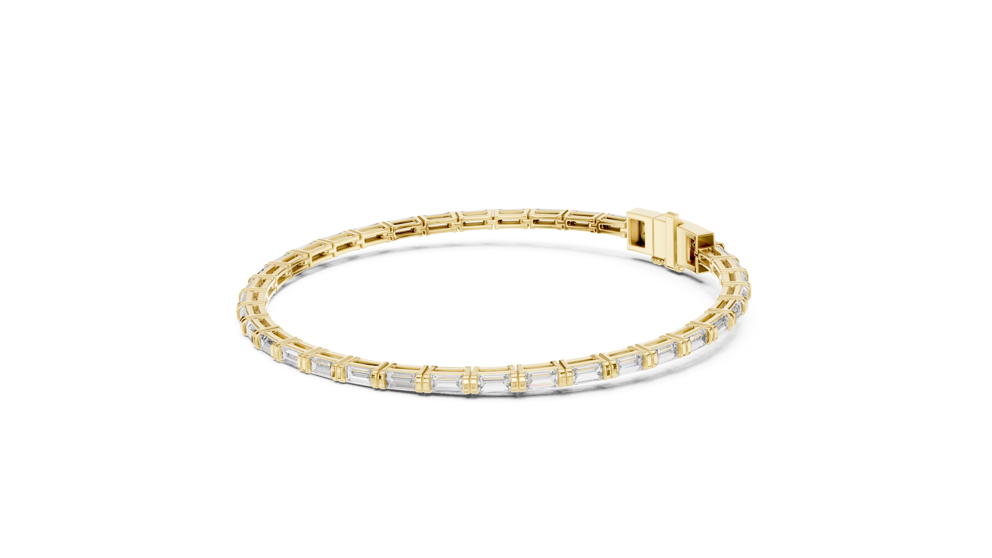 The Linear Baguette Tennis Bracelet Yellow Gold