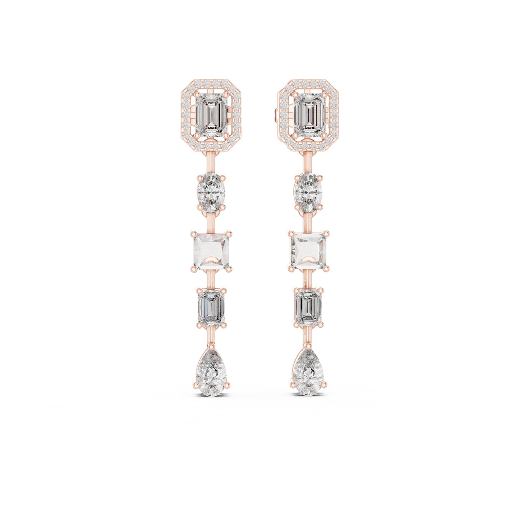 The Symphony Mixed-Cut Drop Earrings Rose Gold