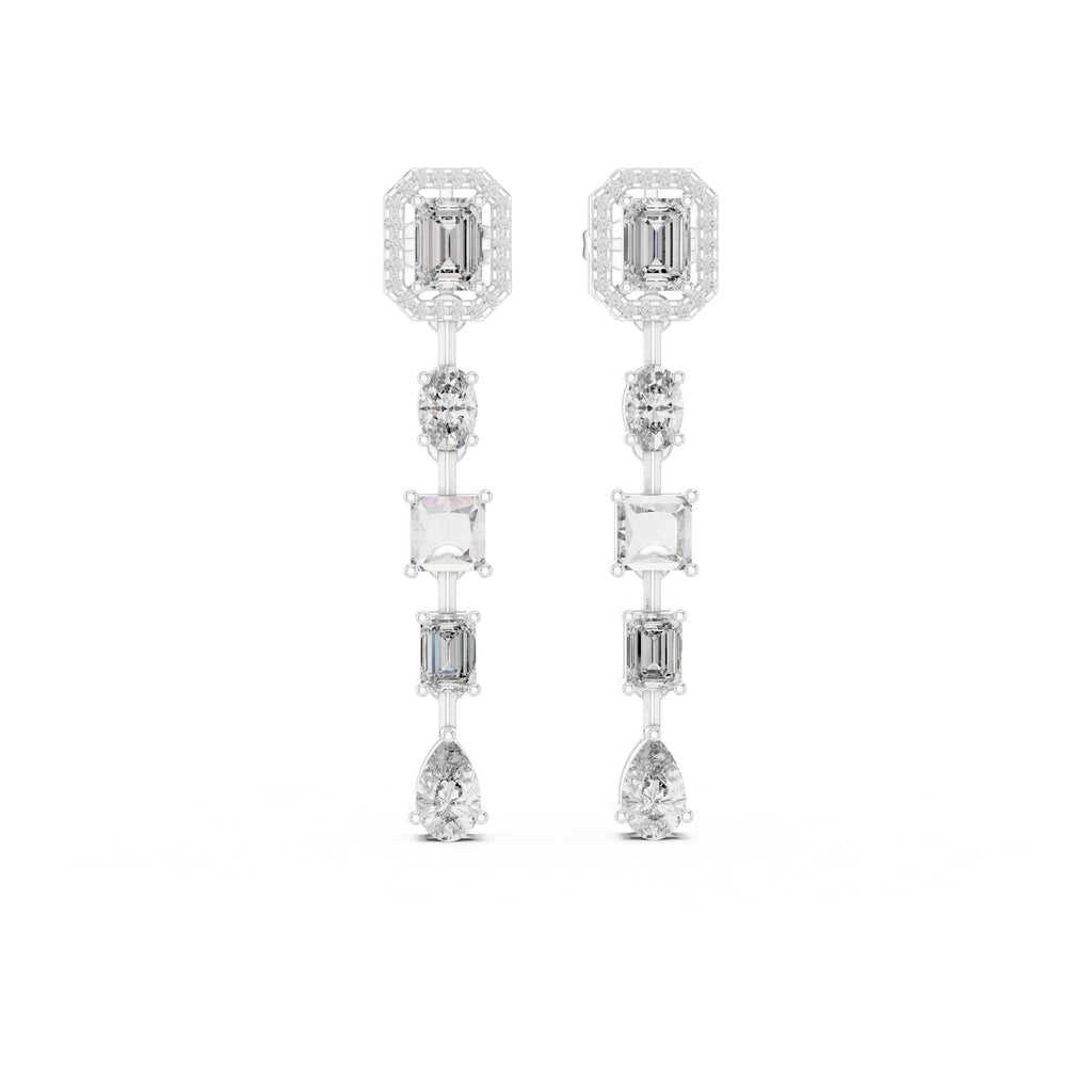 The Symphony Mixed-Cut Drop Earrings White Gold