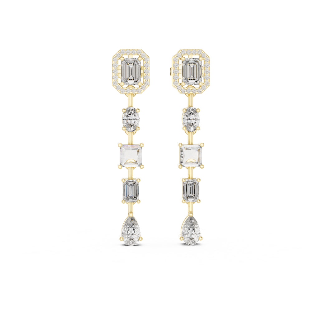 The Symphony Mixed-Cut Drop Earrings Yellow Gold