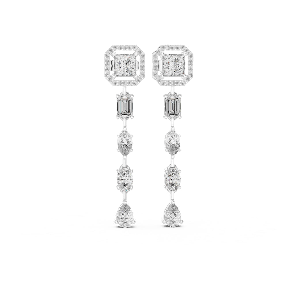 The Horizon Halo Drop Earrings White Gold