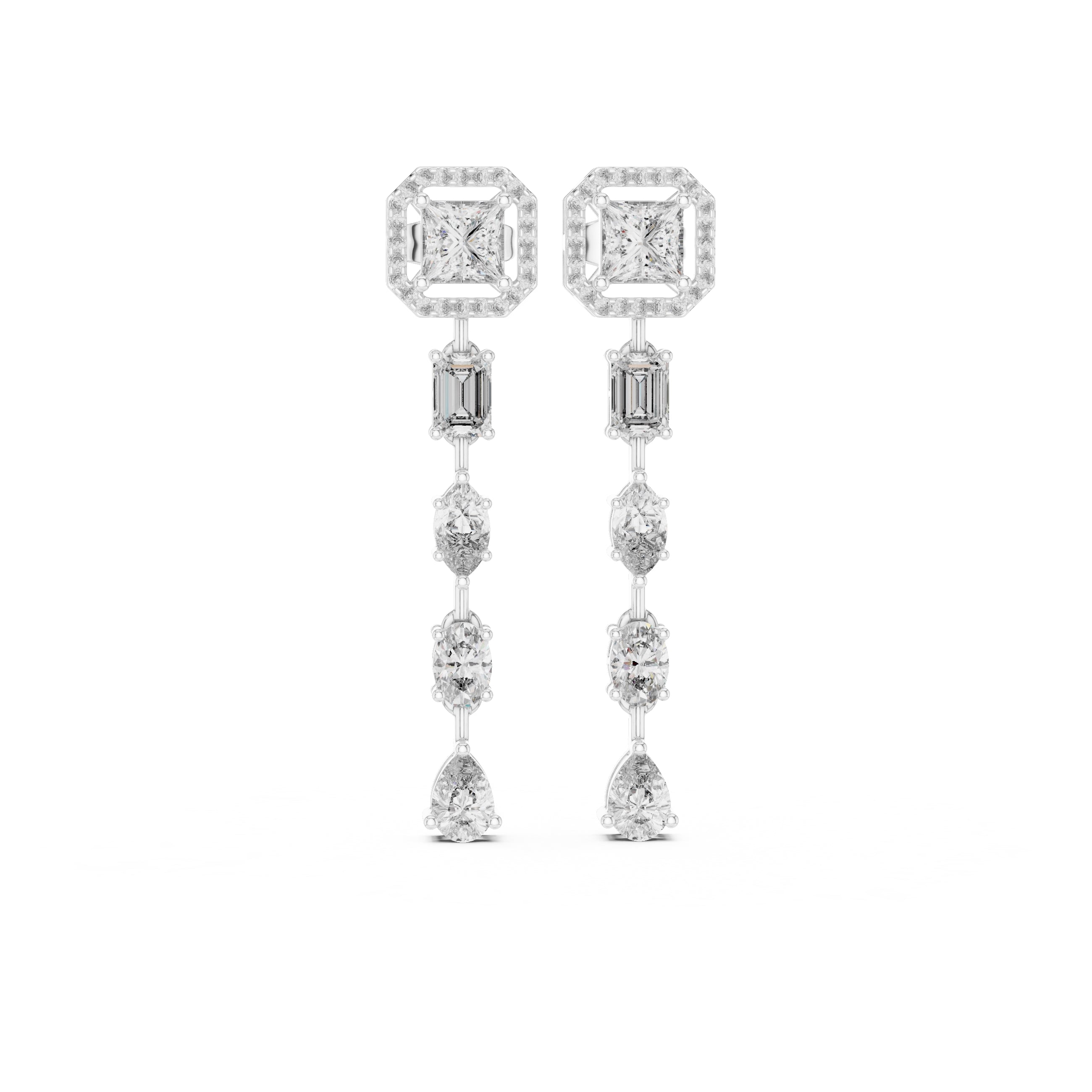 The Horizon Halo Drop Earrings White Gold