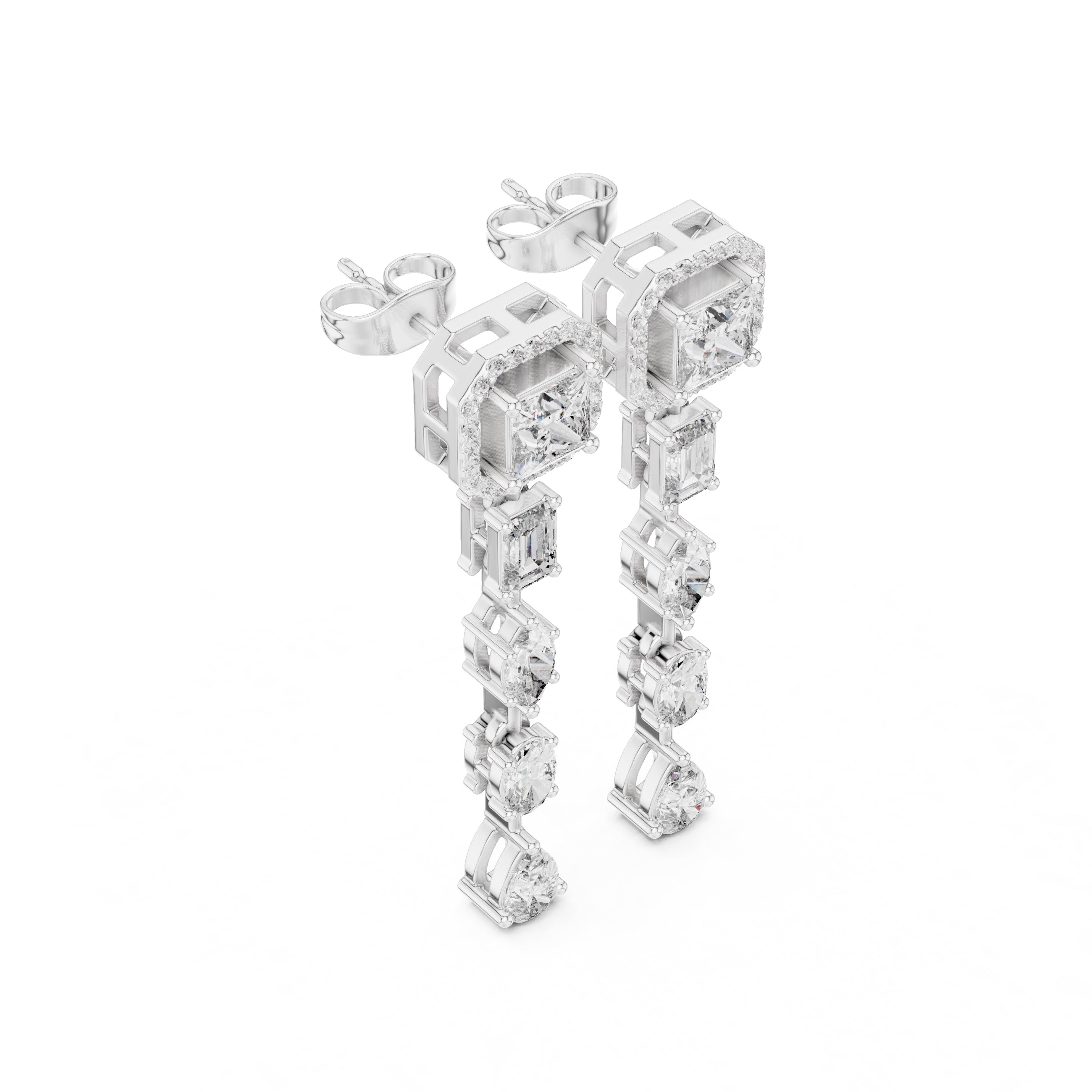 The Horizon Halo Drop Earrings White Gold