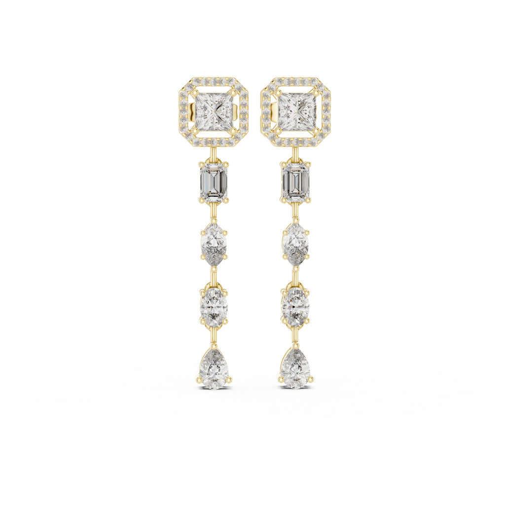 The Horizon Halo Drop Earrings Yellow Gold
