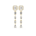 The Horizon Halo Drop Earrings Yellow Gold