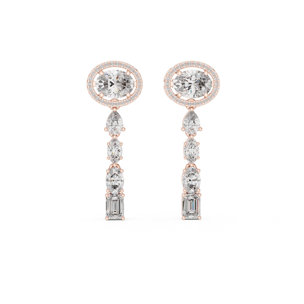 The Crown Halo Drop Earrings Rose Gold