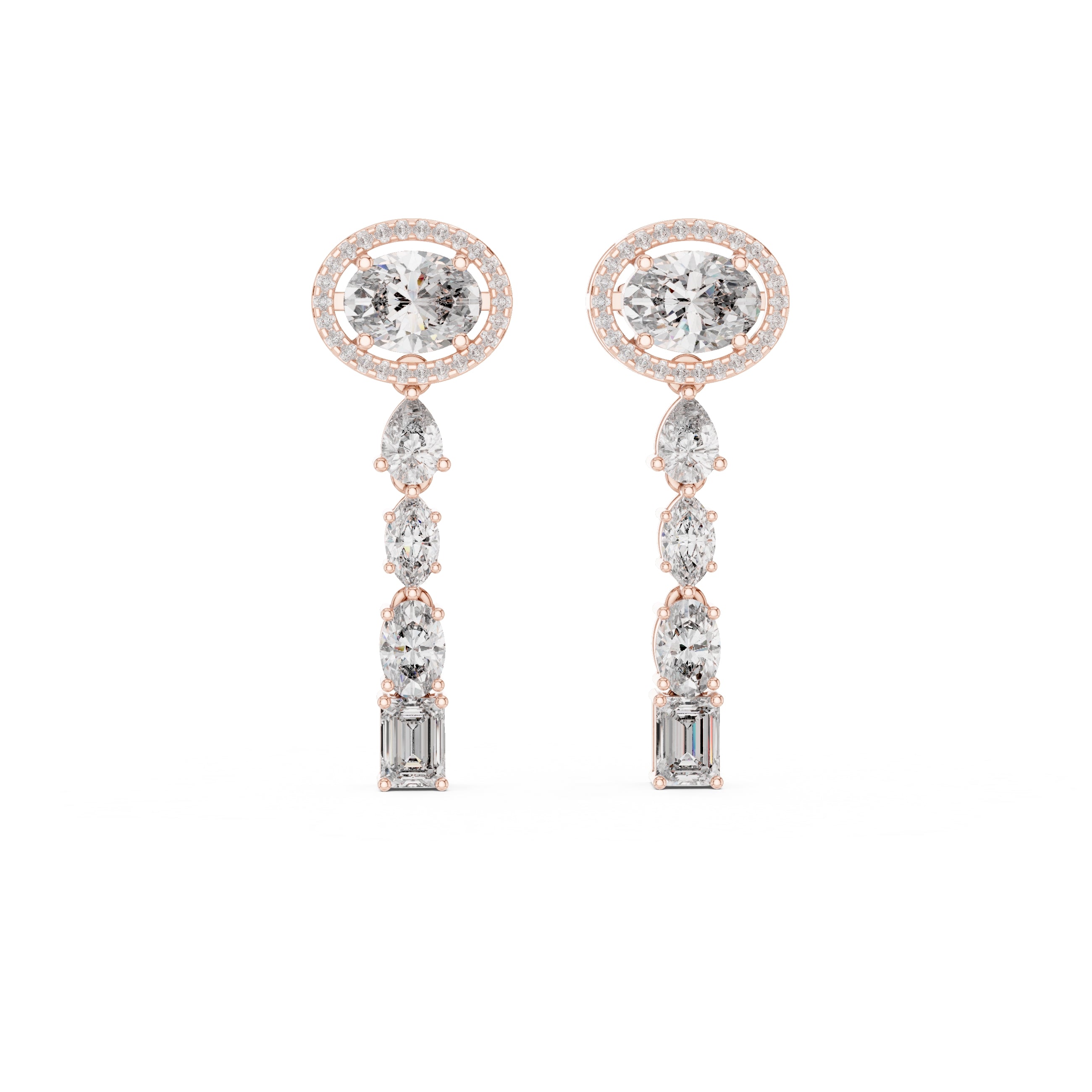 The Crown Halo Drop Earrings Rose Gold