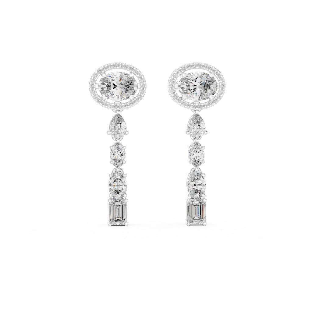The Crown Halo Drop Earrings White Gold