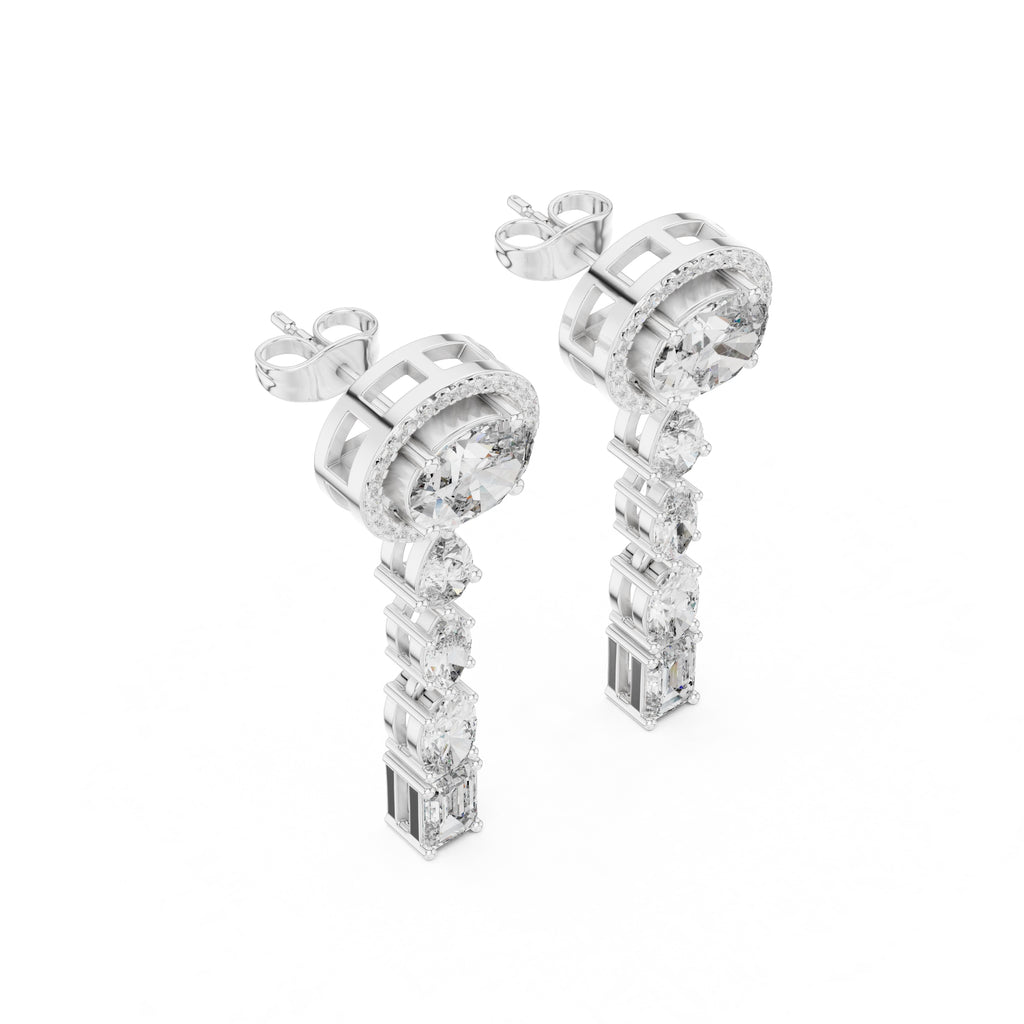 The Crown Halo Drop Earrings White Gold