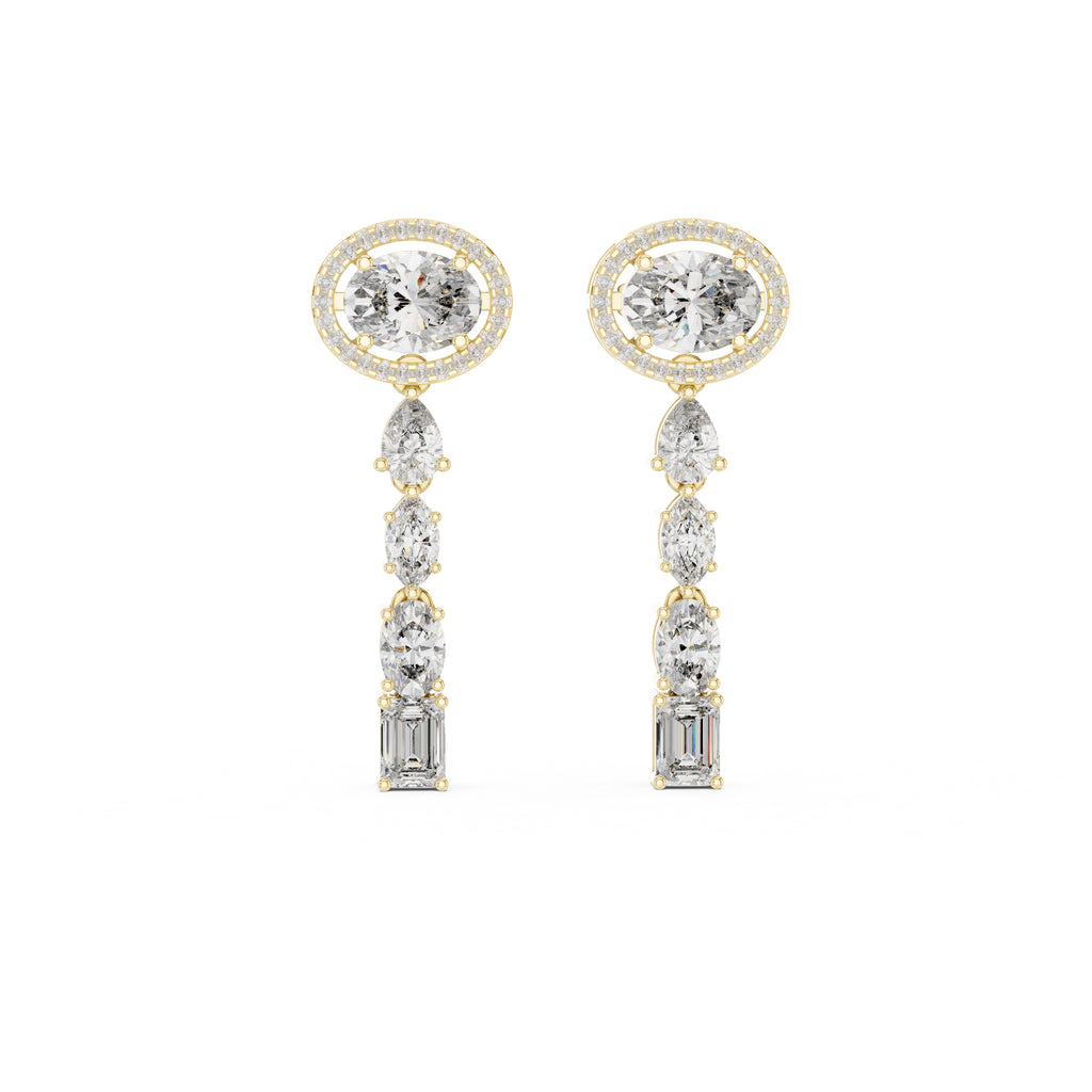 The Crown Halo Drop Earrings Yellow Gold