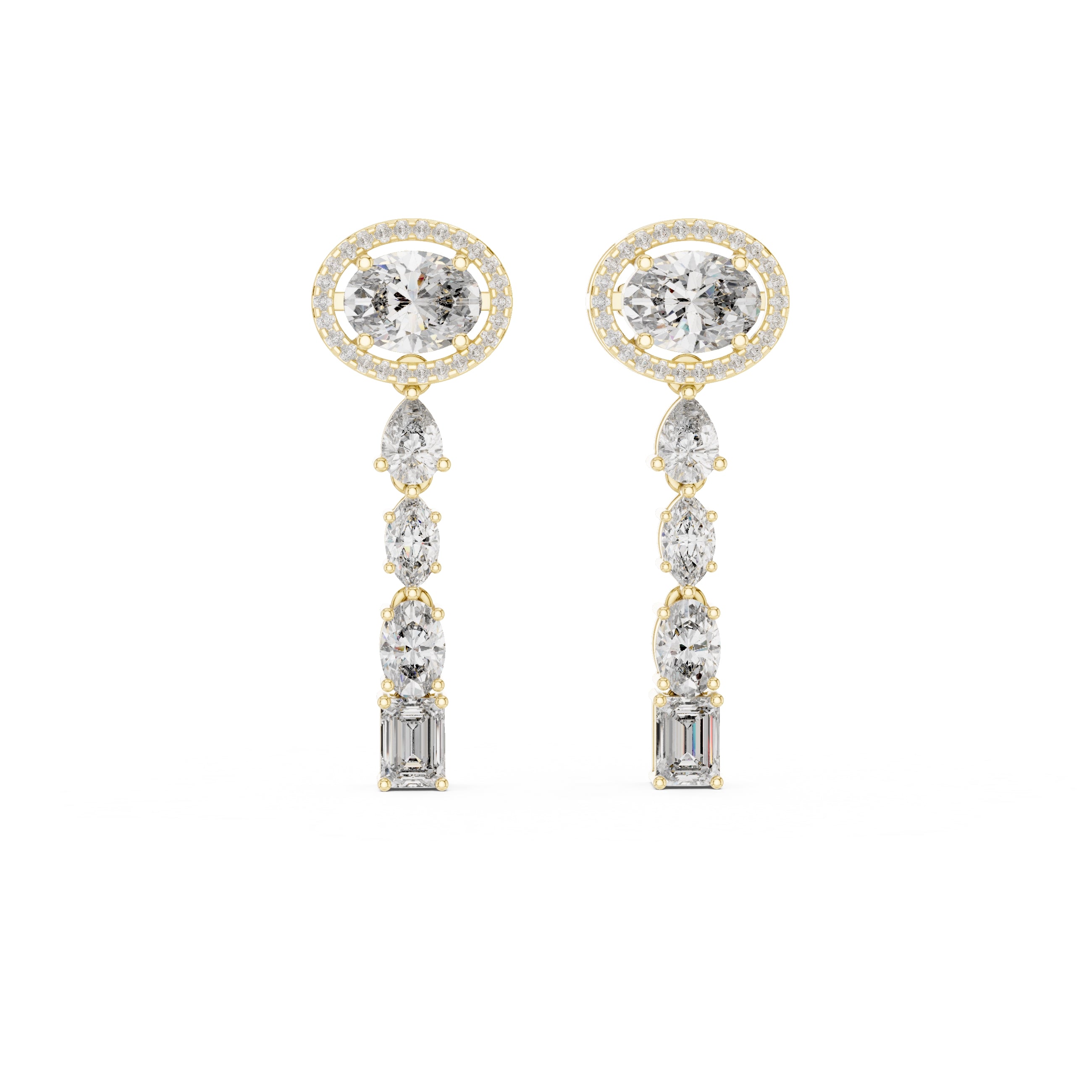 The Crown Halo Drop Earrings Yellow Gold