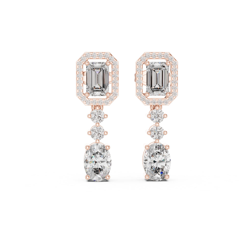 The Regency Emerald Drop Earrings Rose Gold