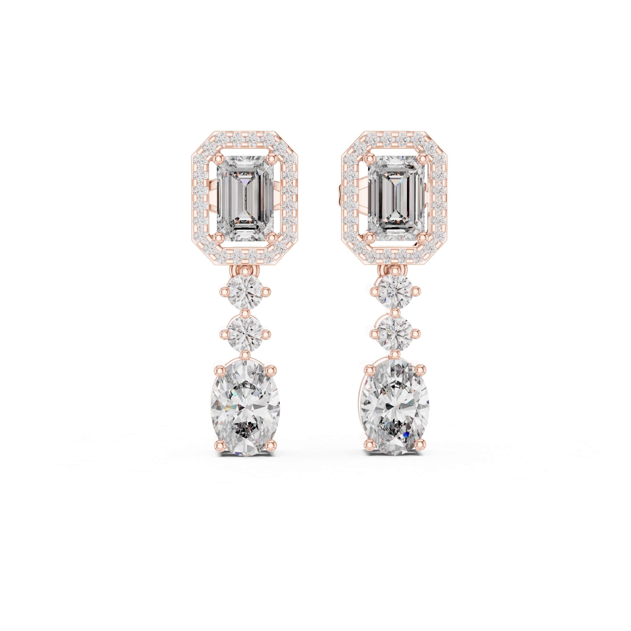 The Regency Emerald Drop Earrings Rose Gold