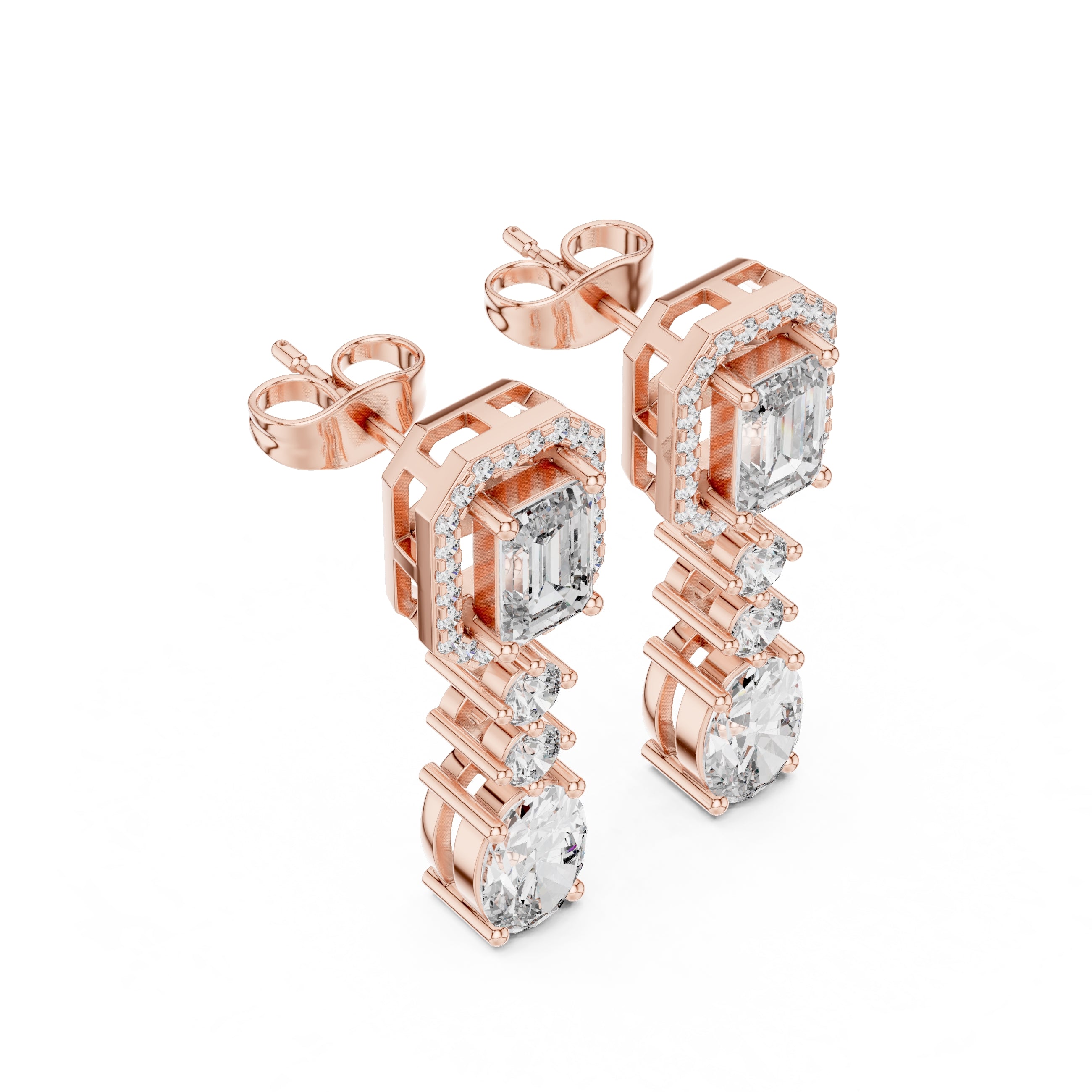 The Regency Emerald Drop Earrings Rose Gold