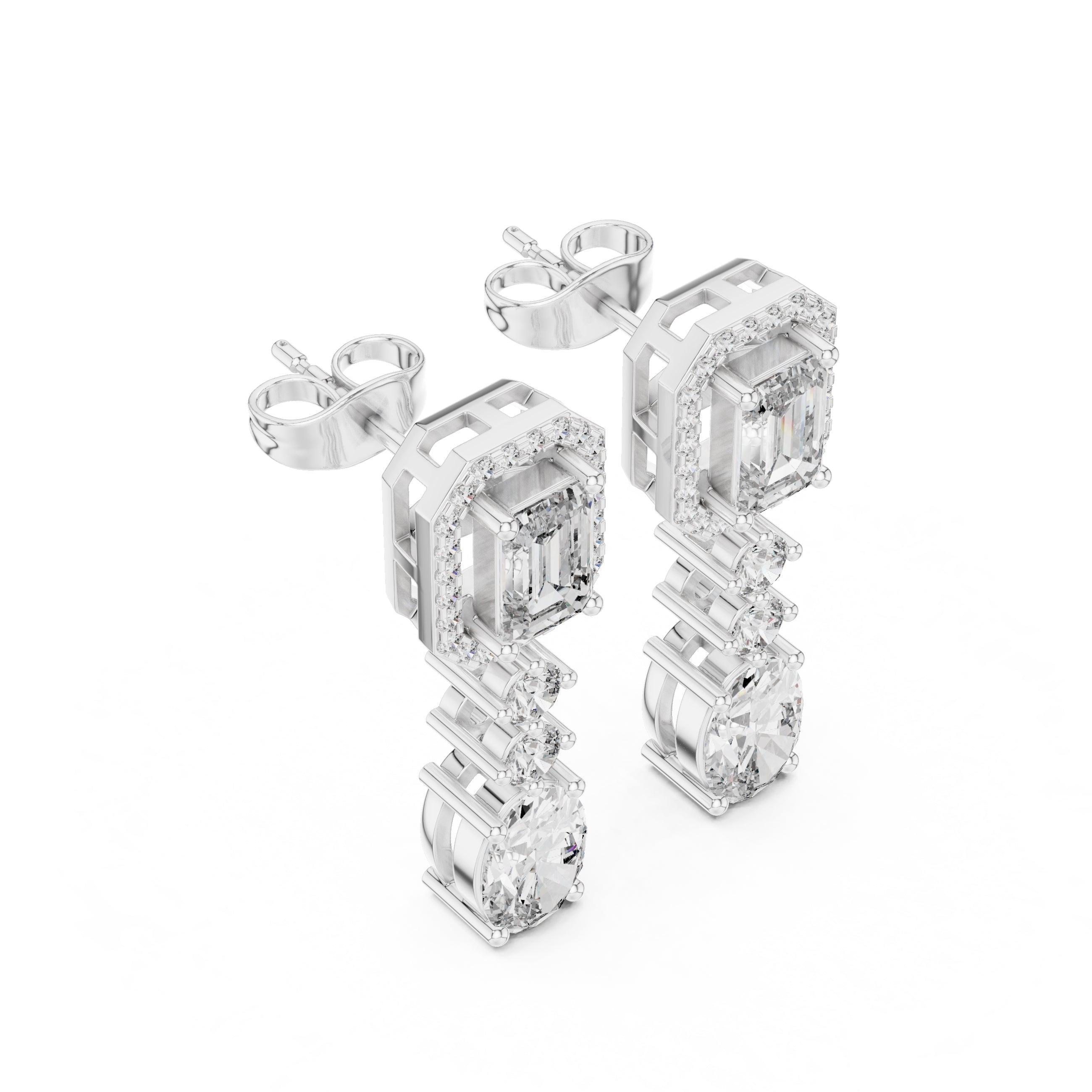 The Regency Emerald Drop Earrings White Gold